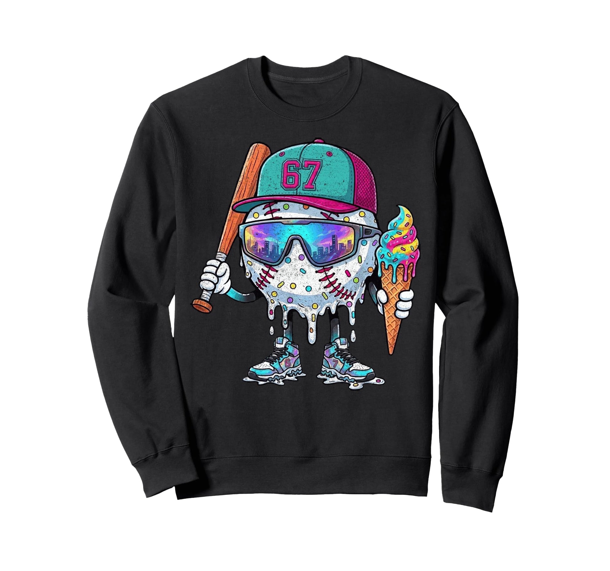 Baseball Drip Ice Cream 67 Gifts T-Shirt - Casual Everyday Wear Unisex - T-Shirt, Sweatshirt, Hoodie