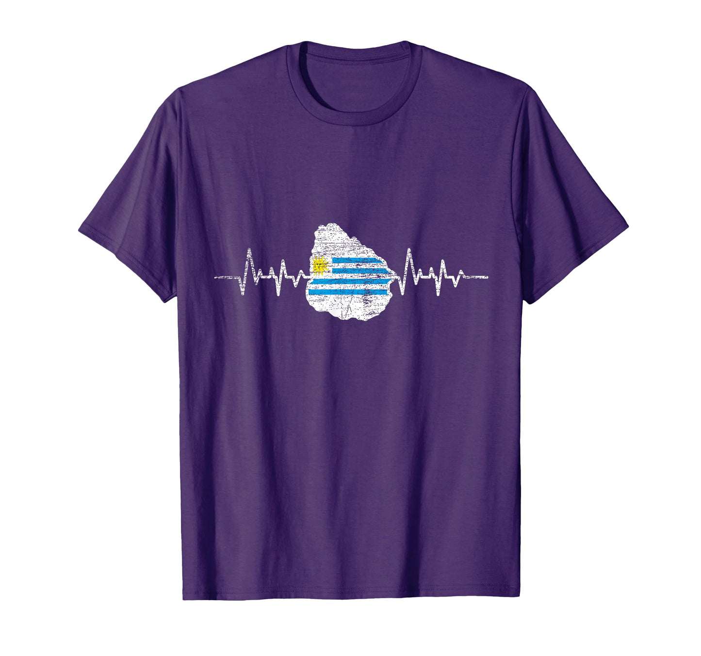 Patriotic Uruguay Gift Heartbeat T-Shirt - Fun Novelty Design for Adults - T-Shirt, Sweatshirt, Hoodie