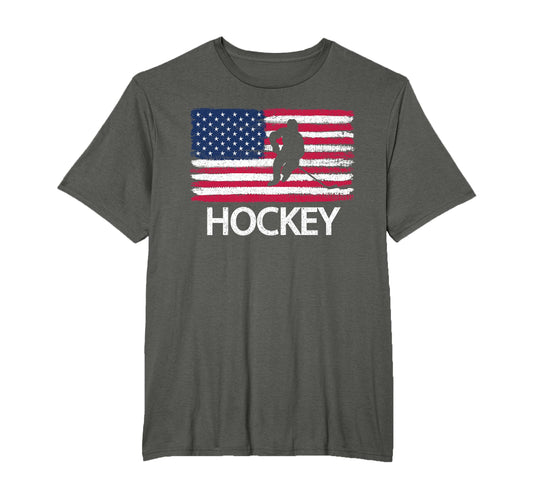 American Flag Hockey Hockey Team Gift T-Shirt - Streetwear Style for Adults - T-Shirt, Sweatshirt, Hoodie