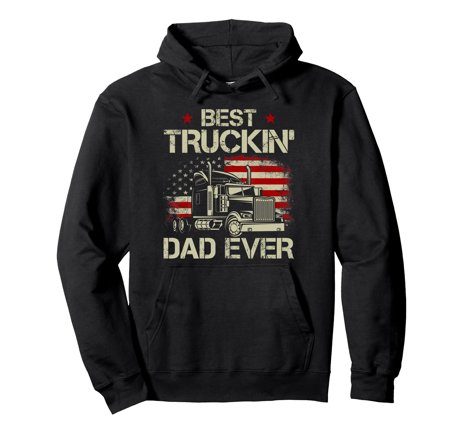 Best Truckin Dad Ever Usa Flag Hoodie - Minimalist Print Men Women - T-Shirt, Sweatshirt, Hoodie