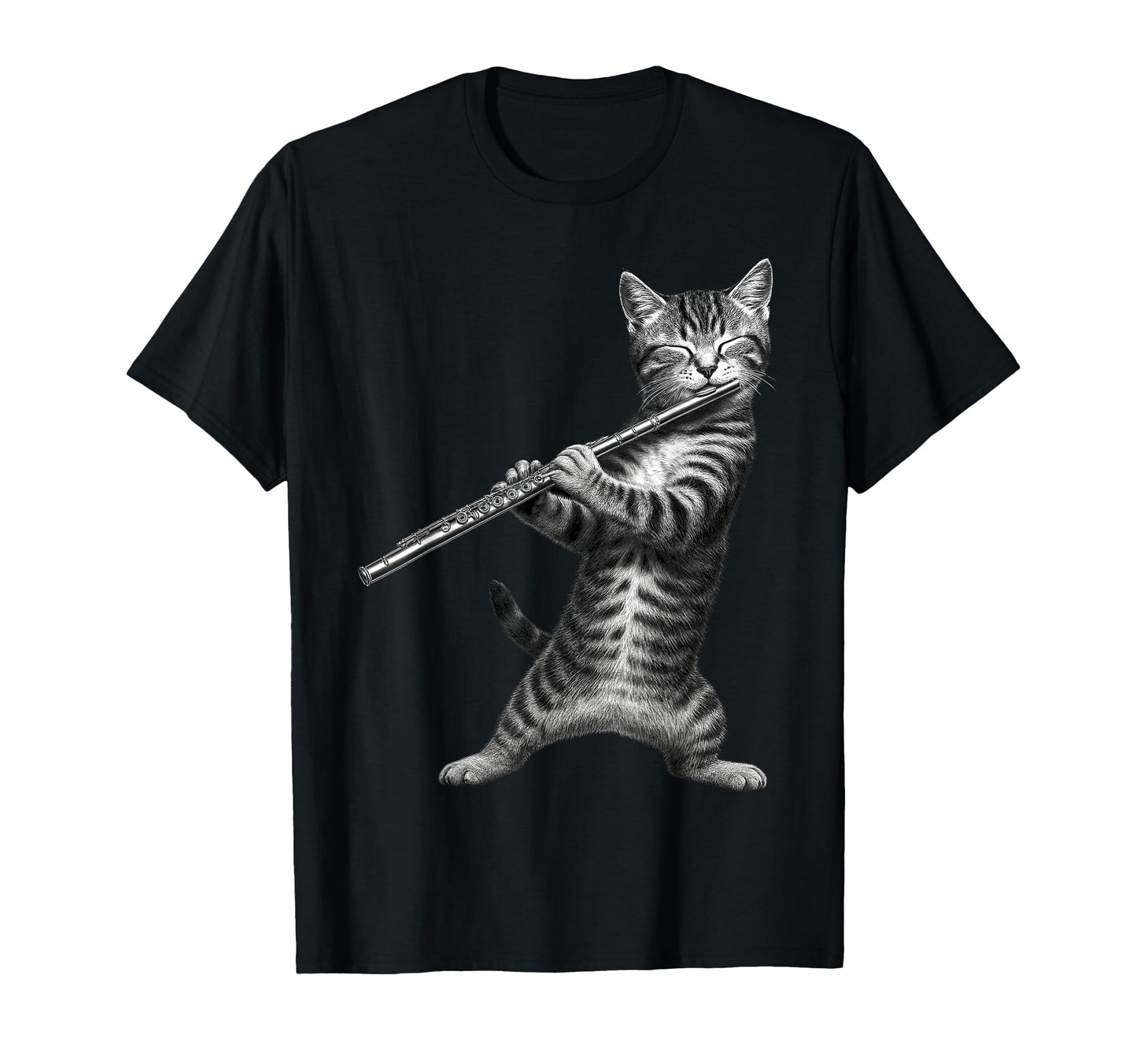 Cat Playing Flute Funny Gifts Cat T-Shirt - Aesthetic Graphic for Adults - T-Shirt, Sweatshirt, Hoodie