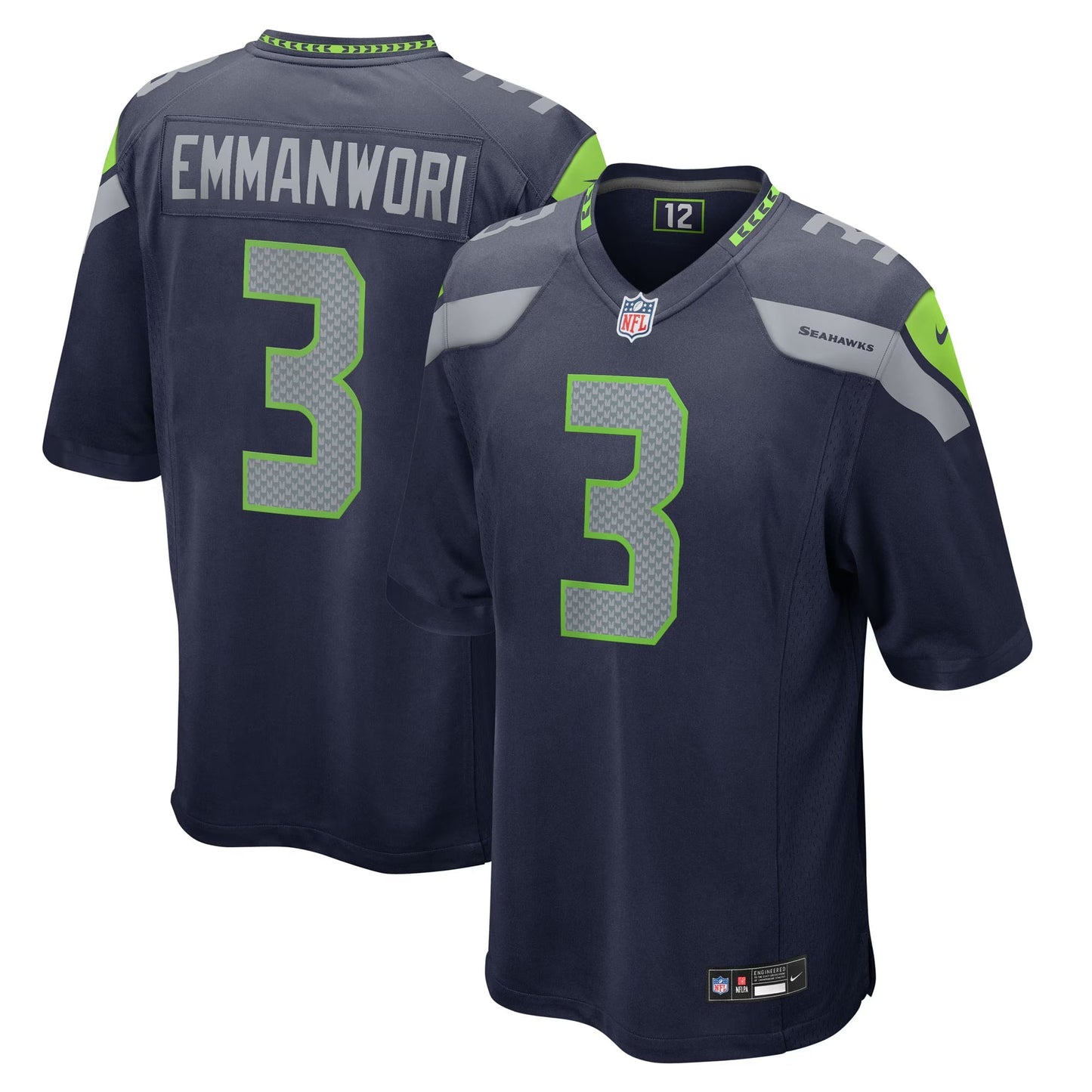 Seattle Seahawks Nick Emmanwori College Navy Team Game Jersey football jersey product view 1