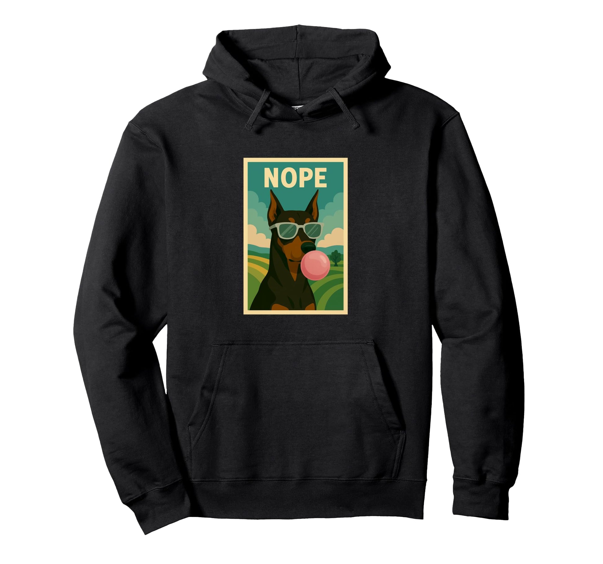 Doberman Nope Chewing Gum Bubble Hoodie - Fun Novelty Design for Adults - T-Shirt, Sweatshirt, Hoodie