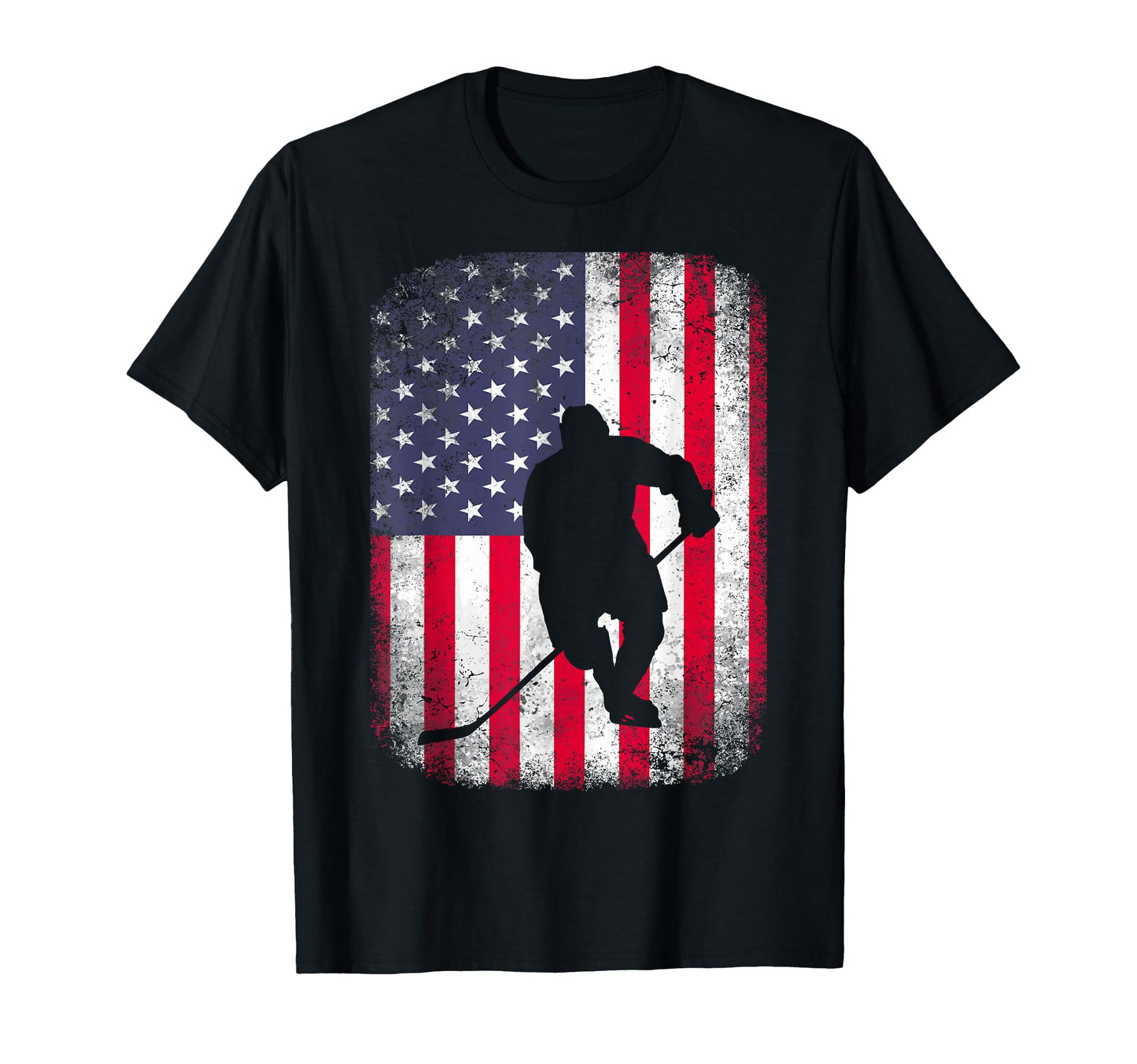 Us American Flag Ice Hockey Sticks T-Shirt - Minimalist Print Unisex - T-Shirt, Sweatshirt, Hoodie