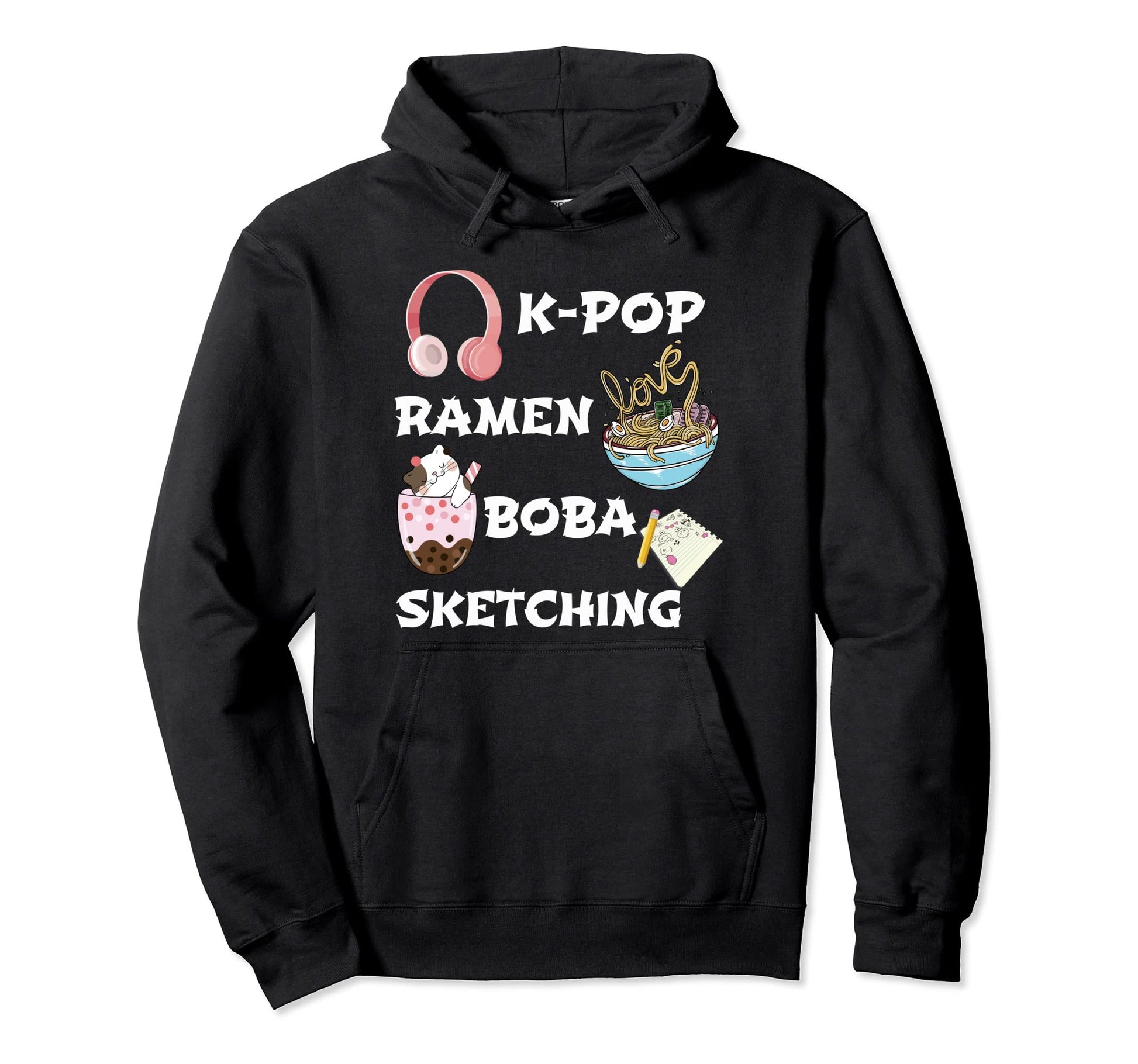 Kawaii K Pop Ramen Boba Ice Bubble Tea Hoodie - Unique Graphic Unisex - T-Shirt, Sweatshirt, Hoodie