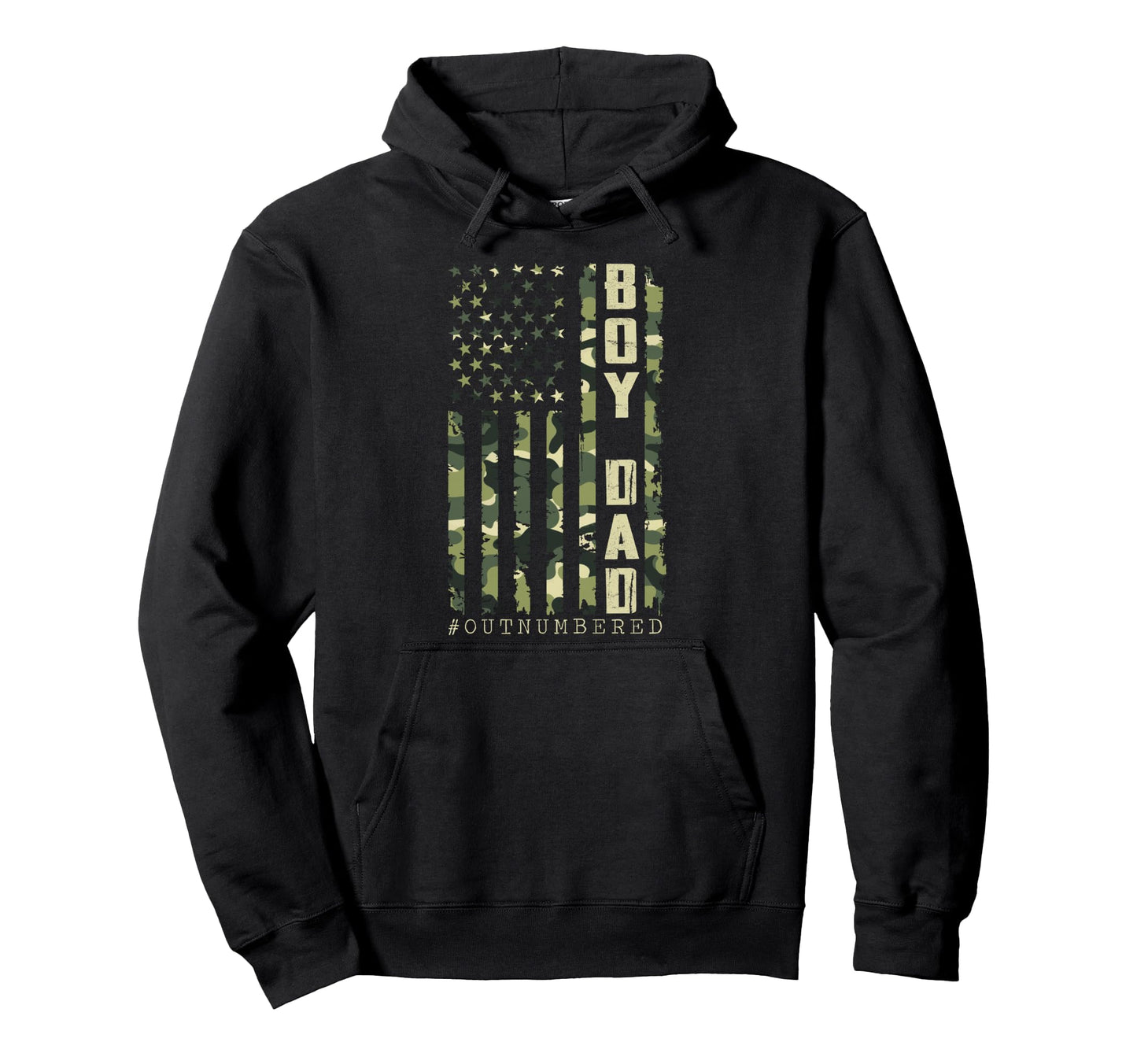 Dad Outnumbered Camo Us Flag Fathers Hoodie - Minimalist Print for Adults - T-Shirt, Sweatshirt, Hoodie