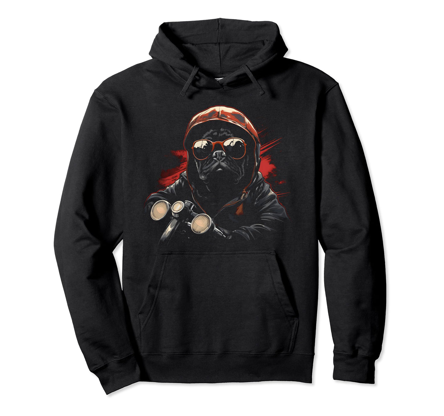 Motorcycle Dad Biker Dog Pug Dad Rider Hoodie - Novelty Apparel Unisex - T-Shirt, Sweatshirt, Hoodie