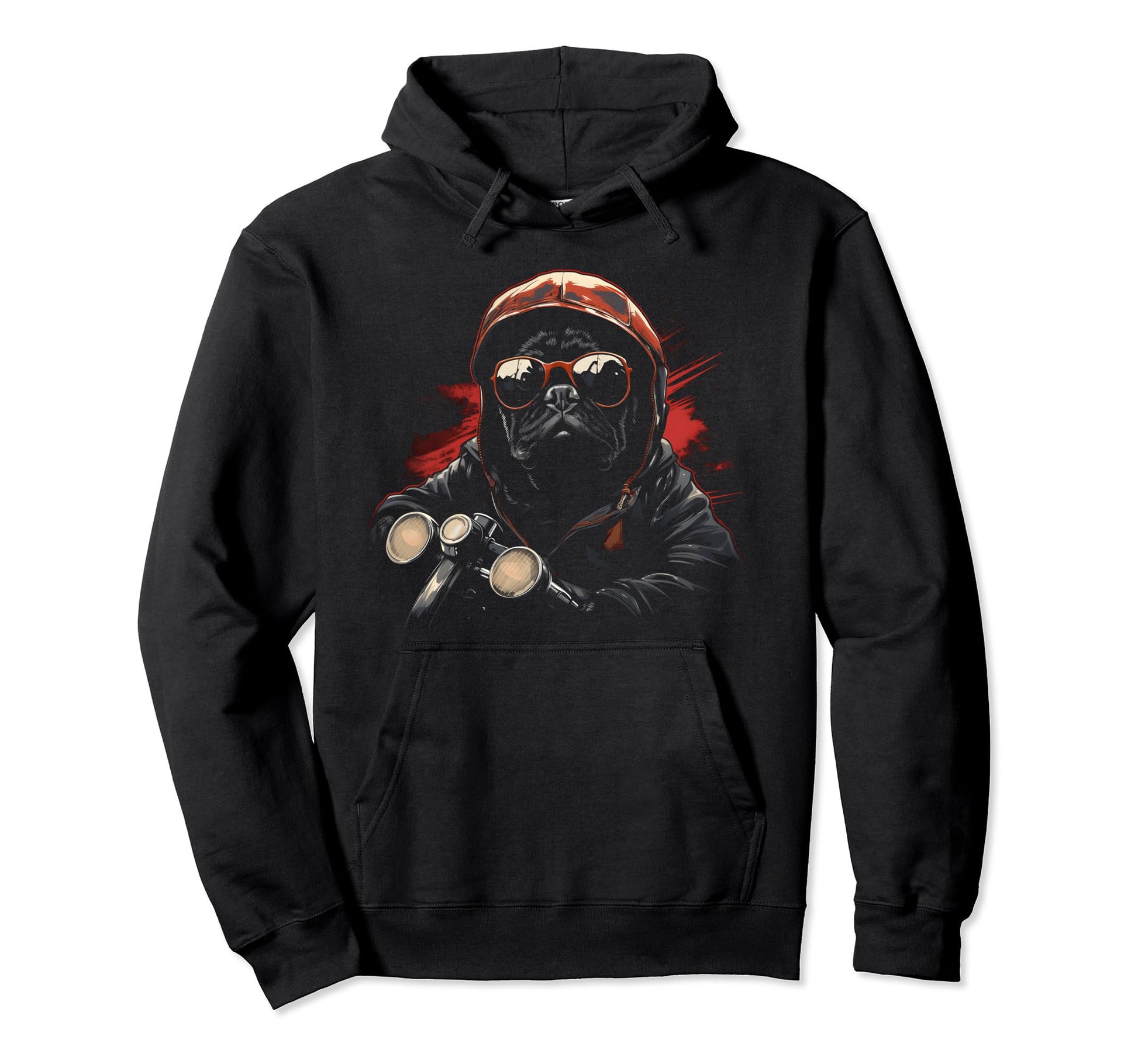 Motorcycle Dad Biker Dog Pug Dad Rider Hoodie - Novelty Apparel Unisex - T-Shirt, Sweatshirt, Hoodie