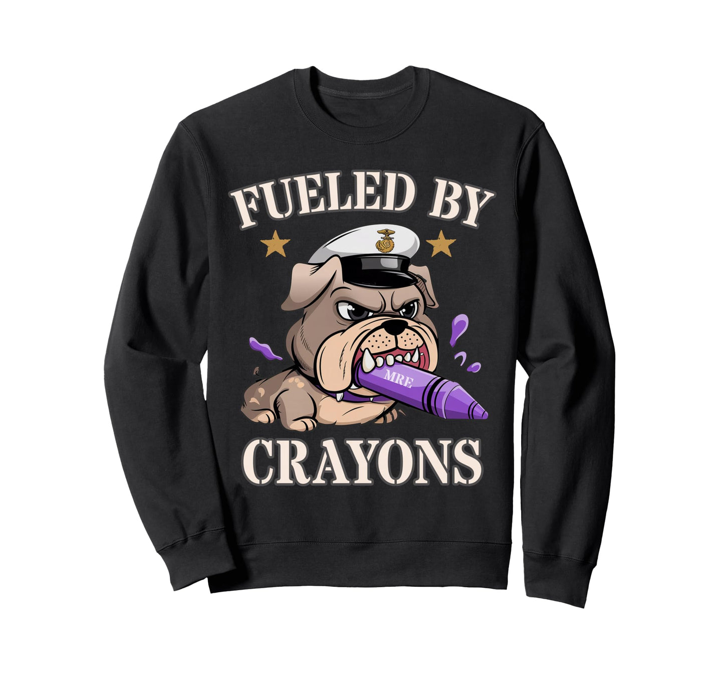 Fueled Crayons Bulldog Soldier Boot Sweatshirt - Unique Graphic Unisex - T-Shirt, Sweatshirt, Hoodie