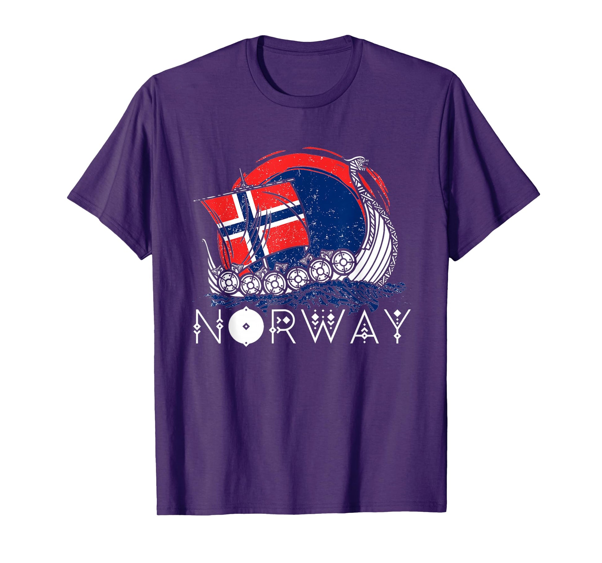 Boat Norwegian Flag Norway Viking Ship T-Shirt - Graphic Print Men Women - T-Shirt, Sweatshirt, Hoodie