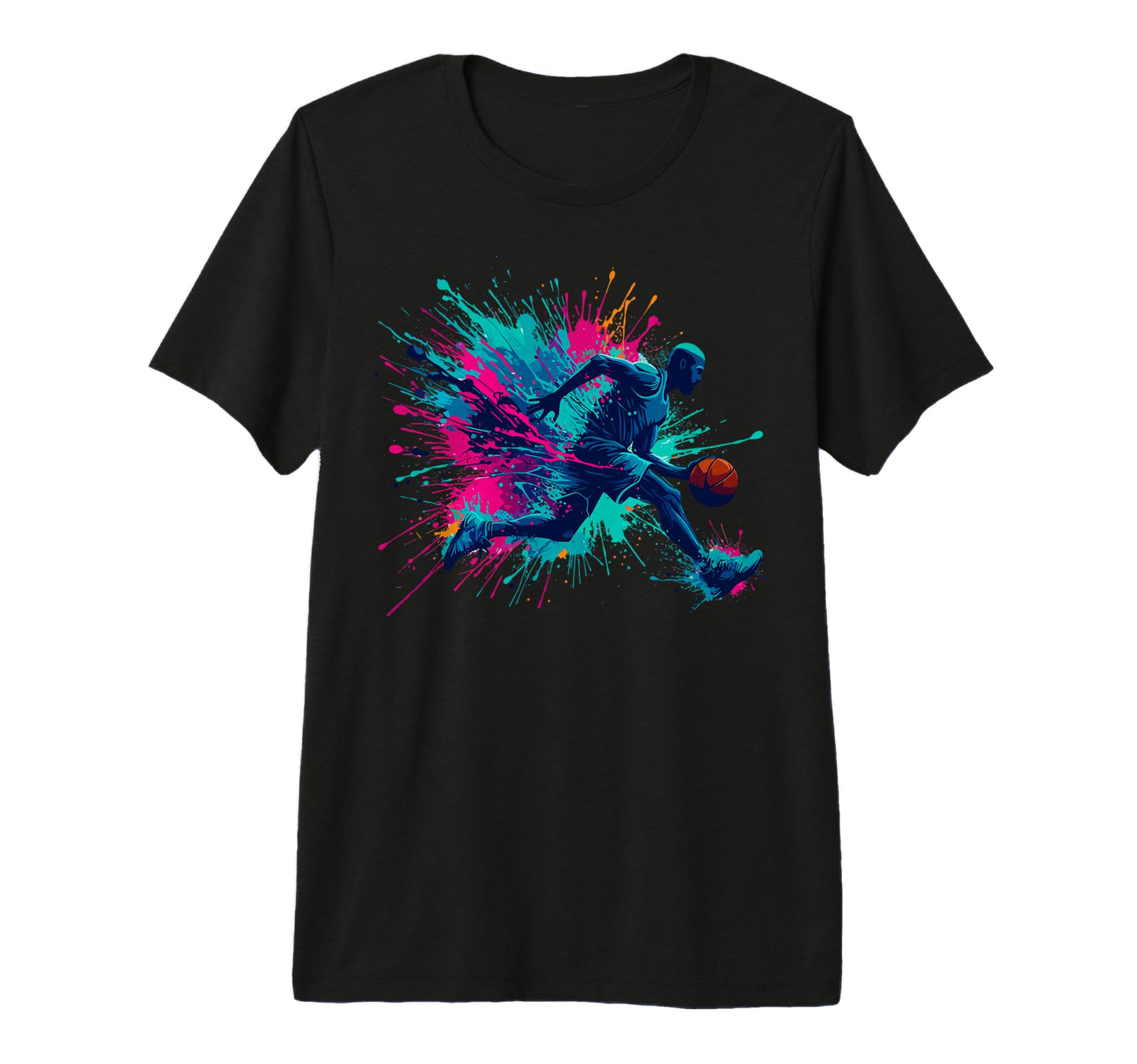 Colorful Paints Splash Basketball Ball T-Shirt - Trendy Graphic for Adults - T-Shirt, Sweatshirt, Hoodie