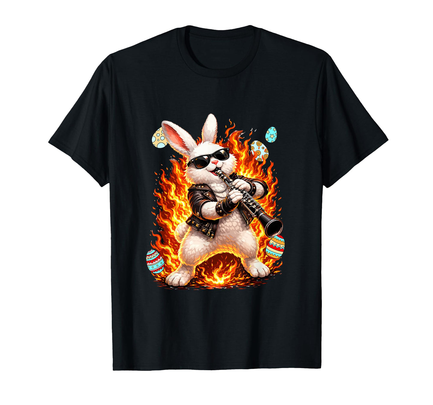 Easter Bunny Playing Clarinet T-Shirt - Novelty Apparel Men Women - T-Shirt, Sweatshirt, Hoodie