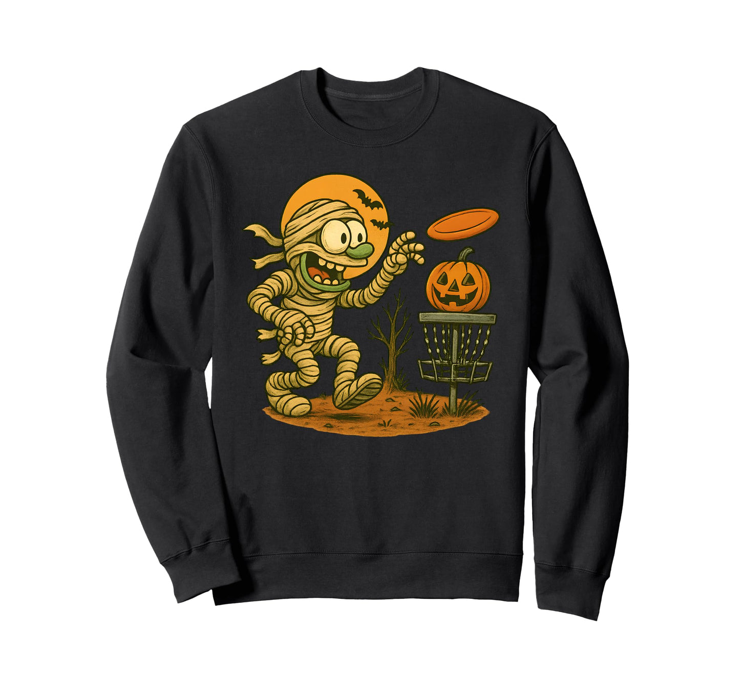 Halloween Mummy Disc Golf Funny Sweatshirt - Unique Graphic Men Women - T-Shirt, Sweatshirt, Hoodie