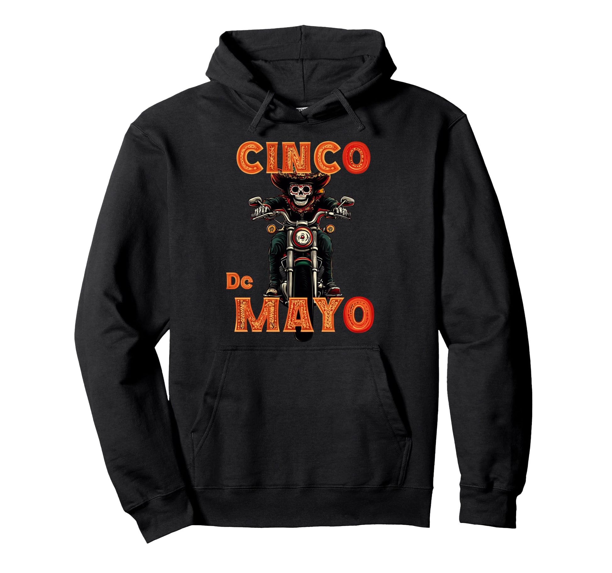 Cinco De Mayo Motocicleta Sugar Skull Hoodie - Trendy Graphic Unisex - T-Shirt, Sweatshirt, Hoodie
