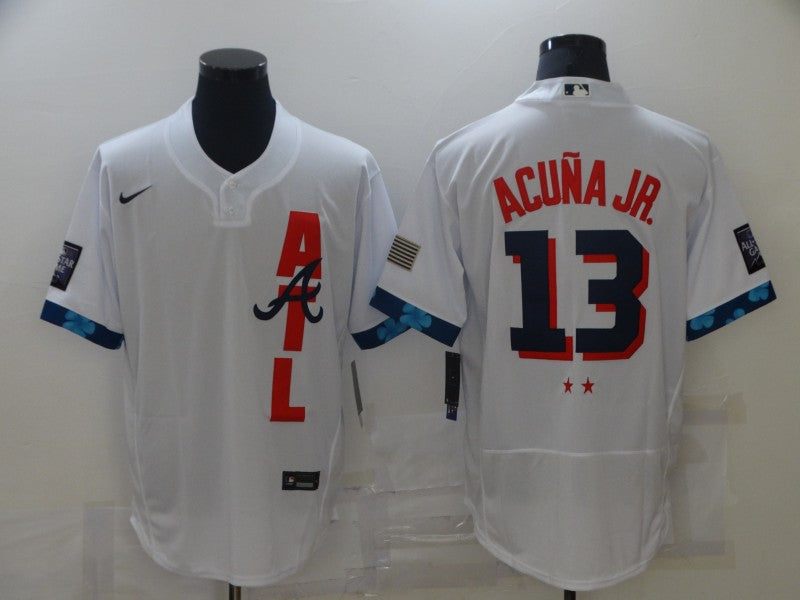 Men's Atlanta Braves Ronald Acuna Jr. White ALL STAR Replica Jersey baseball jersey product view 1