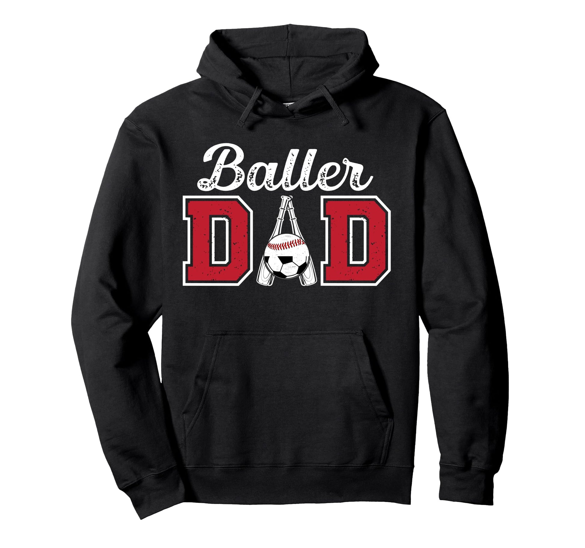 Baller Dad Proud Baseball Soccer Dad Hoodie - Minimalist Print Unisex - T-Shirt, Sweatshirt, Hoodie