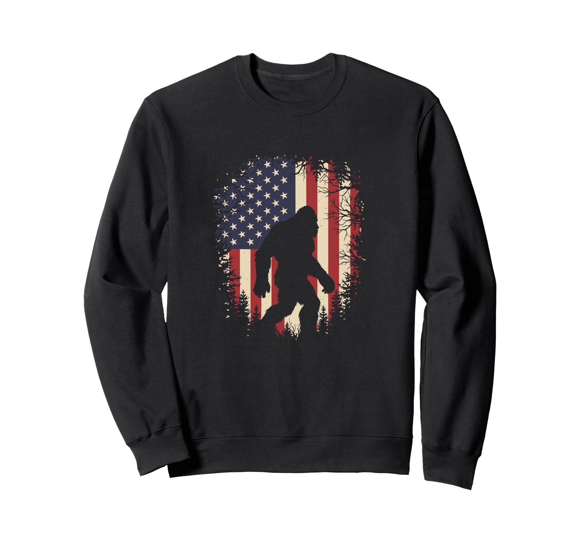 Patriotic Bigfoot American Flag Sweatshirt - Trendy Graphic Unisex - T-Shirt, Sweatshirt, Hoodie