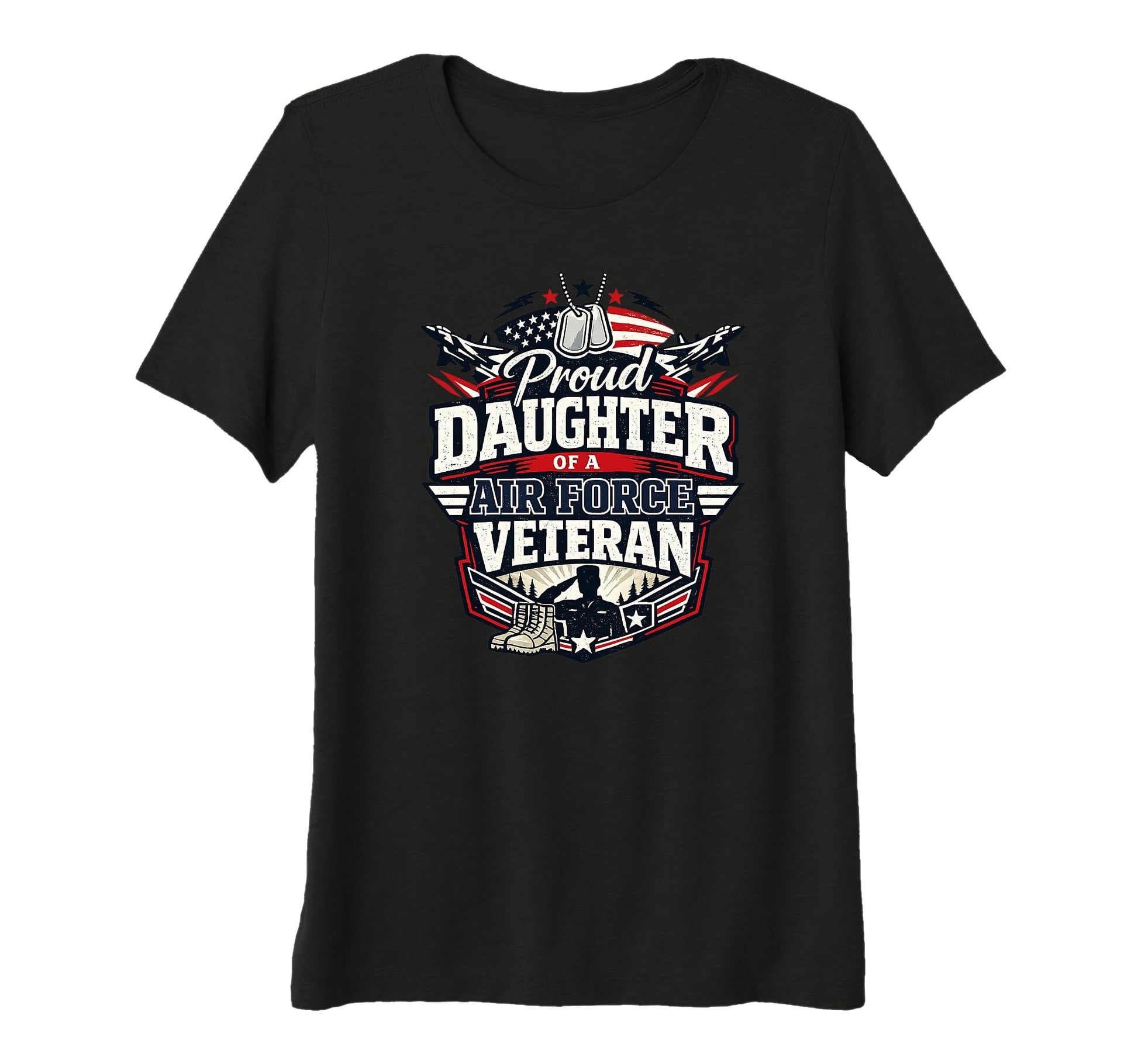 Womens Proud Daughter Veteran Dad T-Shirt - Graphic Print for Adults - T-Shirt, Sweatshirt, Hoodie