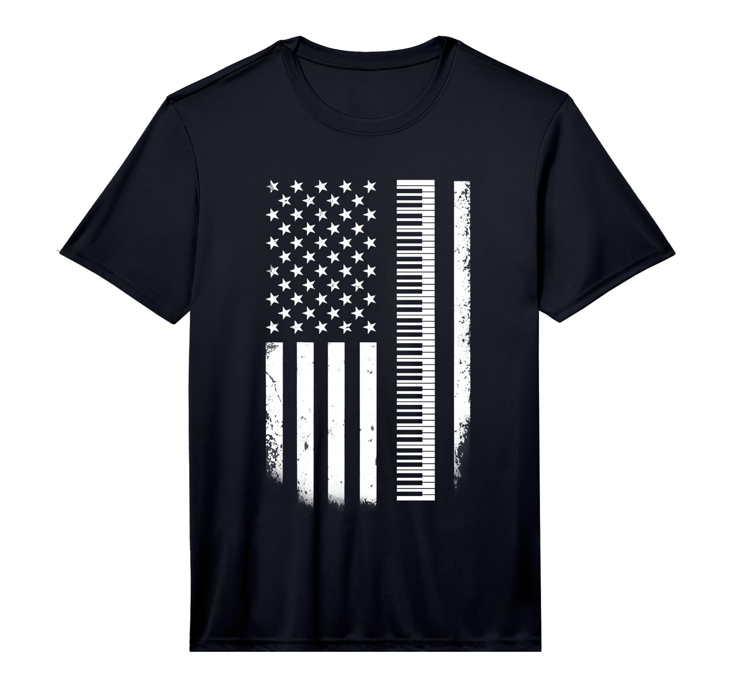 Keyboard Piano American Flag T-Shirt - Minimalist Print Men Women - T-Shirt, Sweatshirt, Hoodie