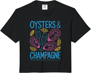 Oysters and Champagne Celebration Foodie Gastronomy Comfort Colors Crop Top Unisex T-shirt, Sweatshirt, Hoodie, Long Sleeve Tee - T-Shirt, Sweatshirt, Hoodie