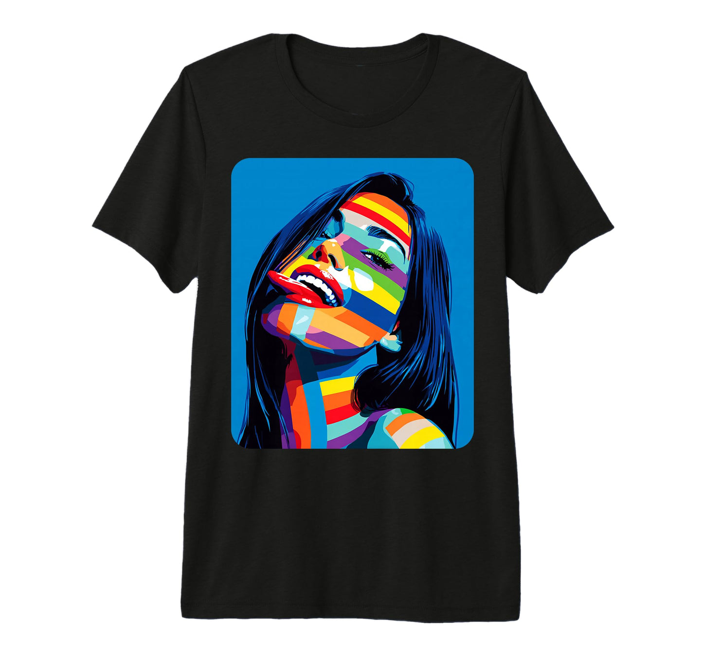 Pop Art Colorful Blue Womens Tri Blend T-Shirt - Novelty Apparel for Adults - T-Shirt, Sweatshirt, Hoodie