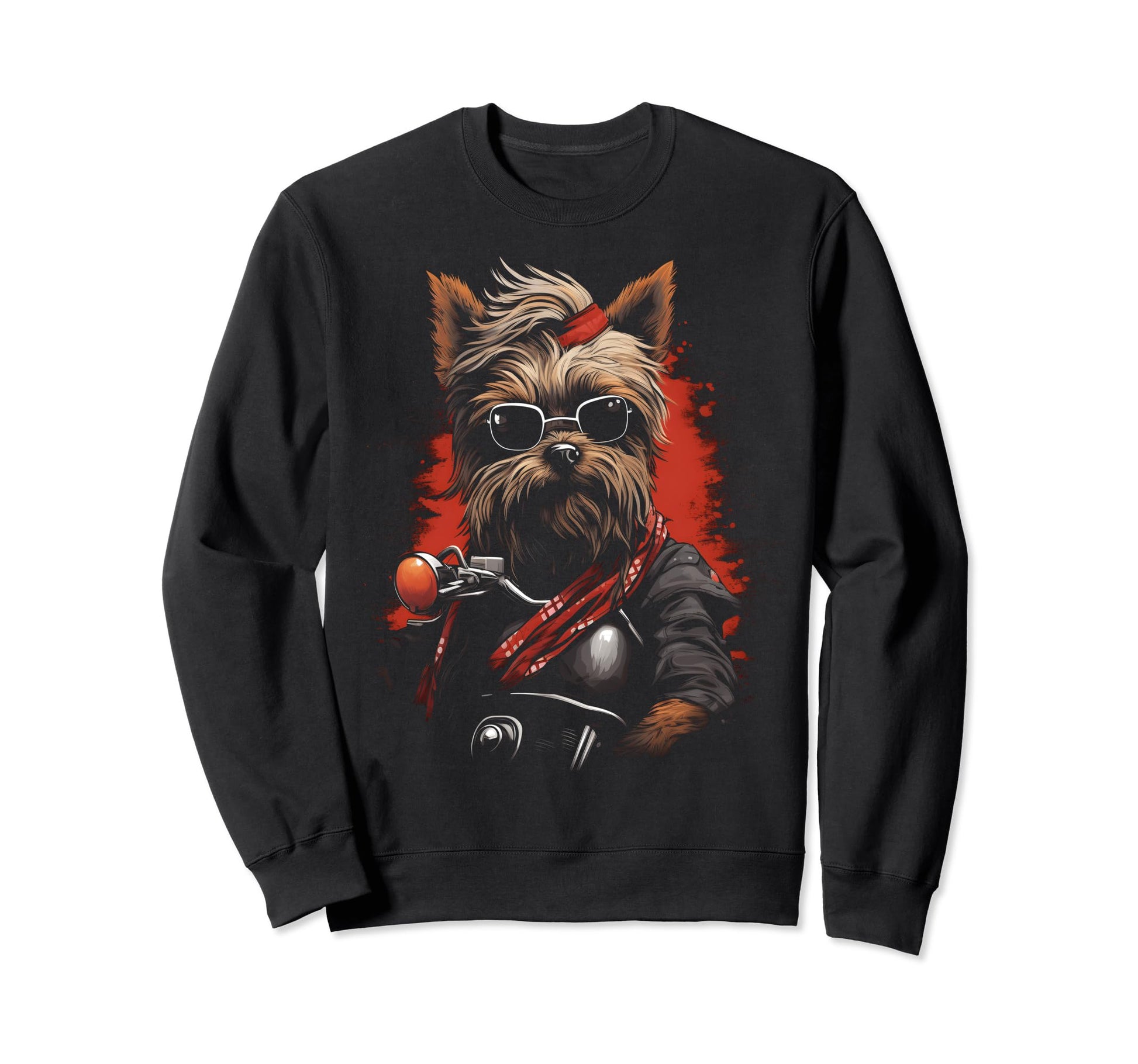 Motorcycle Dad Biker Dog Yorkshire Sweatshirt - Trendy Graphic for Adults - T-Shirt, Sweatshirt, Hoodie