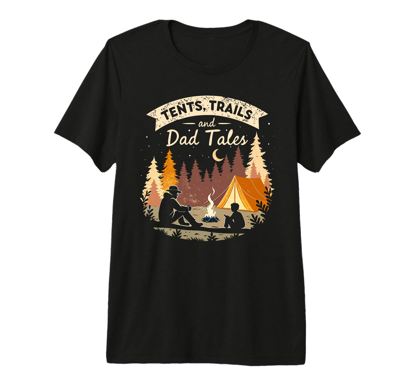 Tents Trails And Dad Tales Family Camping T-Shirt - Trendy Graphic Unisex - T-Shirt, Sweatshirt, Hoodie