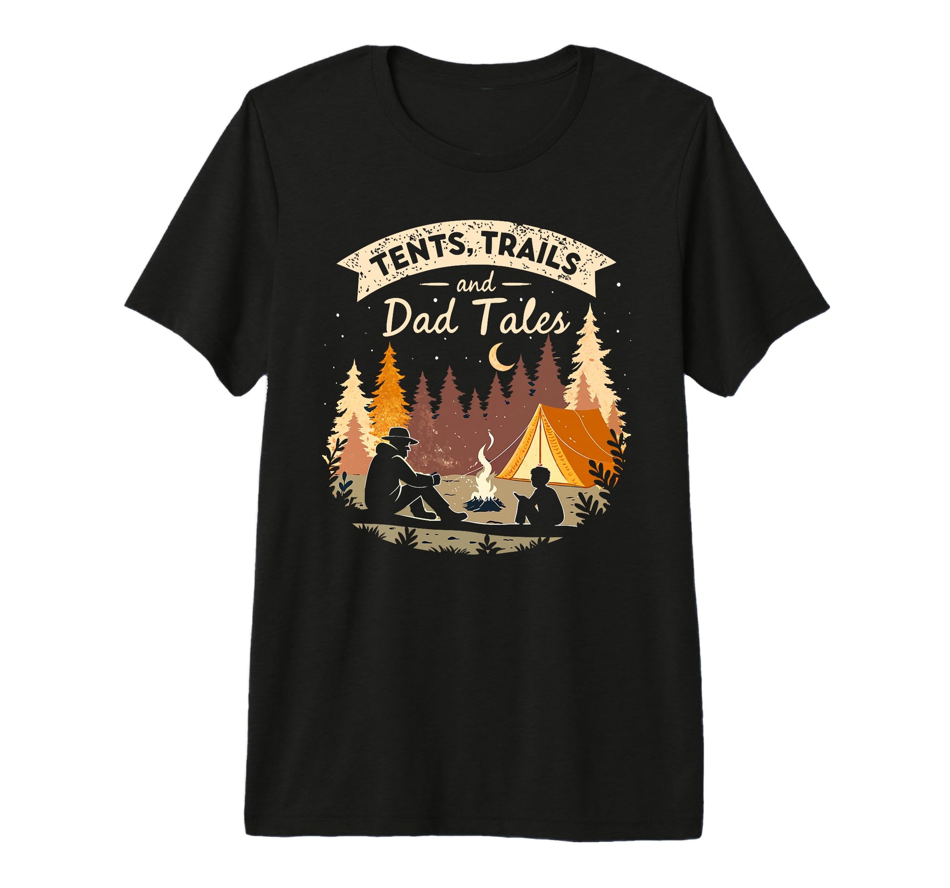 Tents Trails And Dad Tales Family Camping T-Shirt - Trendy Graphic Unisex - T-Shirt, Sweatshirt, Hoodie