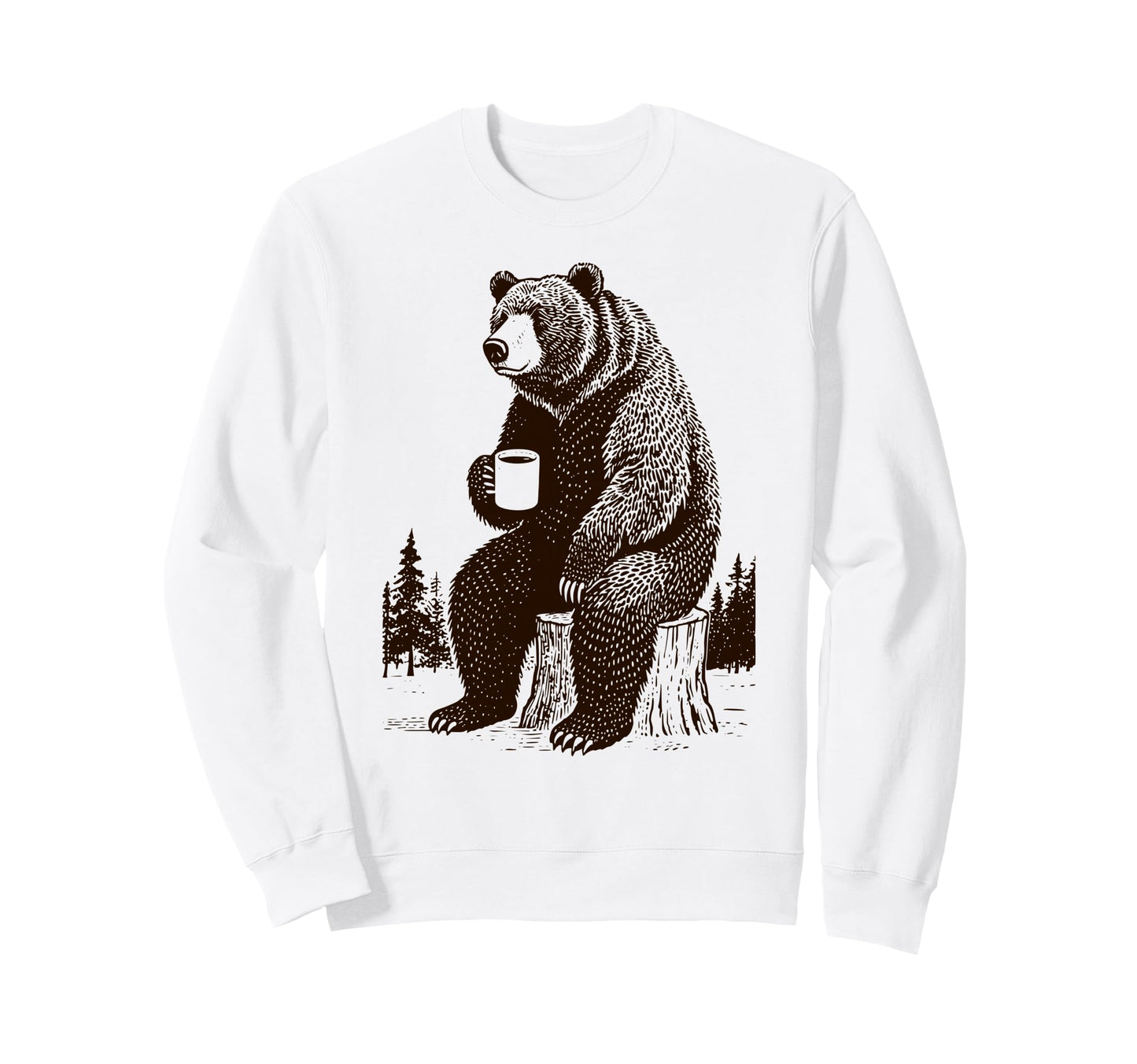 Tired Bear Coffee Funny Camping Sweatshirt - Aesthetic Graphic Men Women - T-Shirt, Sweatshirt, Hoodie