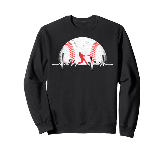 Baseball Ball Heartbeat Player Sweatshirt - Trendy Graphic for Adults - T-Shirt, Sweatshirt, Hoodie