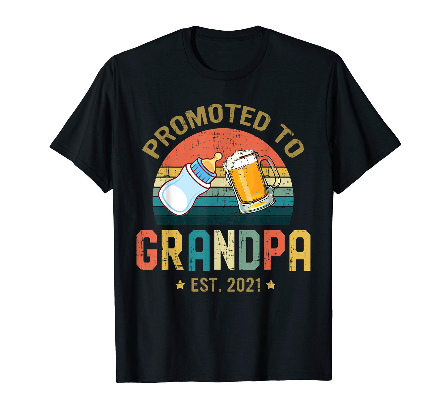 Mens Promoted To Grandpa Est 2021 T-Shirt - Trendy Graphic for Adults - T-Shirt, Sweatshirt, Hoodie
