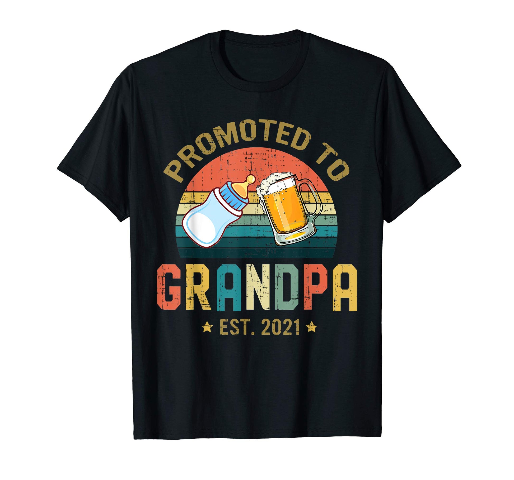 Mens Promoted To Grandpa Est 2021 T-Shirt - Trendy Graphic for Adults - T-Shirt, Sweatshirt, Hoodie