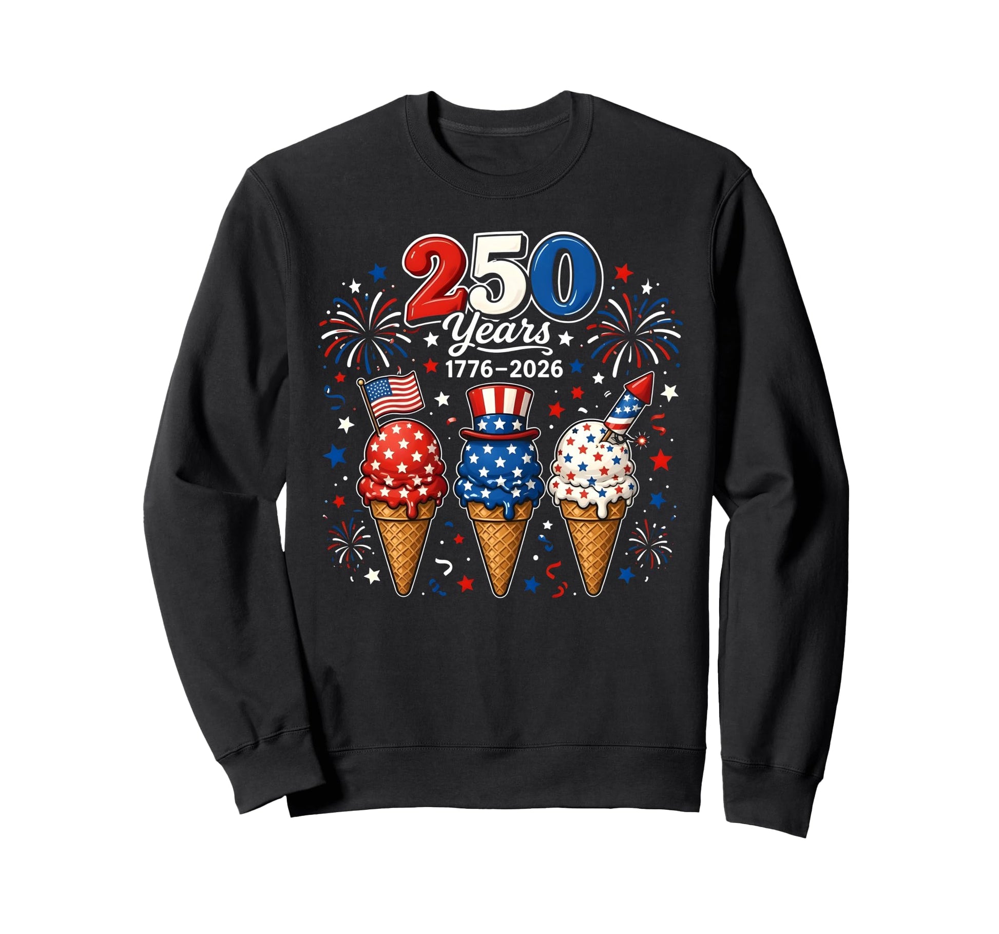 250 Years 1776 2026 Ice Cream Sweatshirt - Aesthetic Graphic for Adults - T-Shirt, Sweatshirt, Hoodie