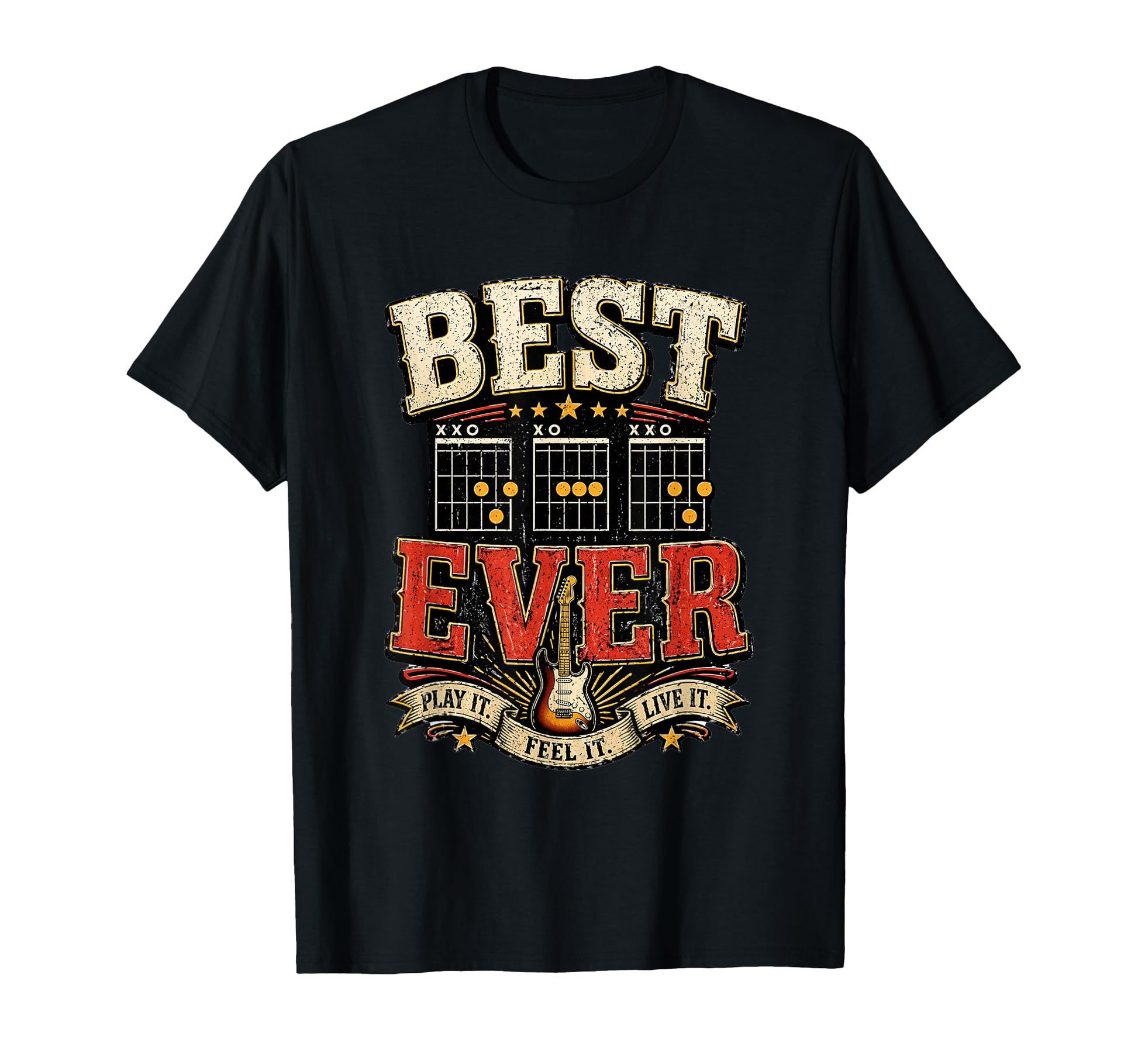 Best Dad Ever Guitar Chords Rock Music T-Shirt - Streetwear Style Men Women - T-Shirt, Sweatshirt, Hoodie