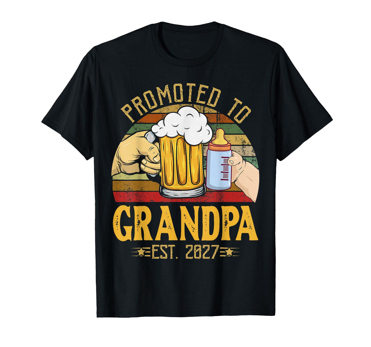 Promoted To Grandpa Est 2027 T-Shirt - Custom Art Print Men Women - T-Shirt, Sweatshirt, Hoodie