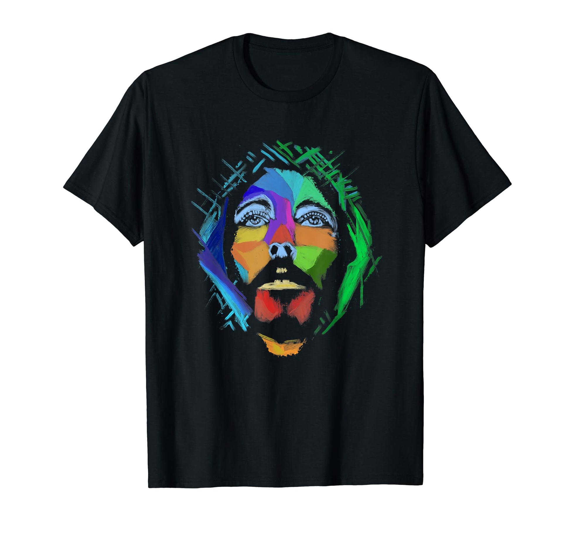Jesus Christ Pop Art Colorful Face T-Shirt - Graphic Print Unisex - T-Shirt, Sweatshirt, Hoodie