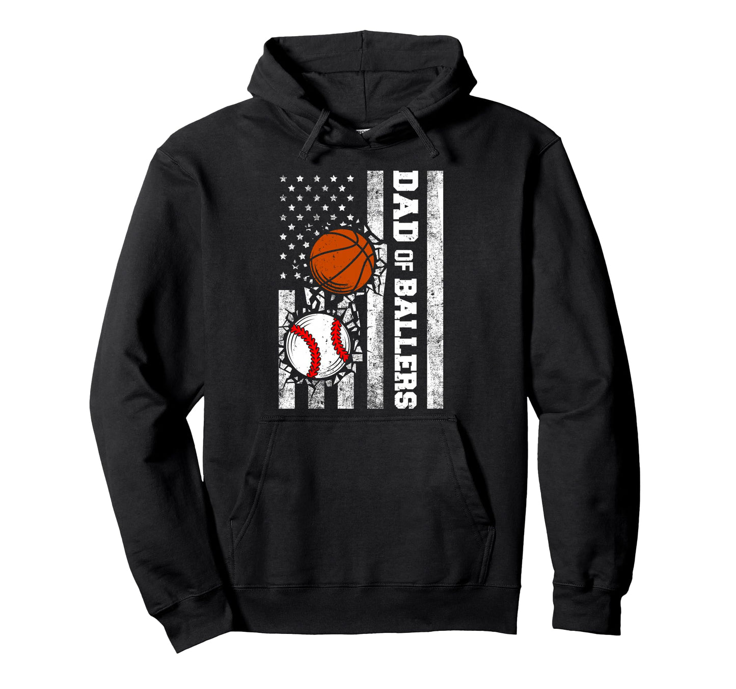 Dad Ballers Funny Usa Flag Baseball Hoodie - Unique Graphic Unisex - T-Shirt, Sweatshirt, Hoodie