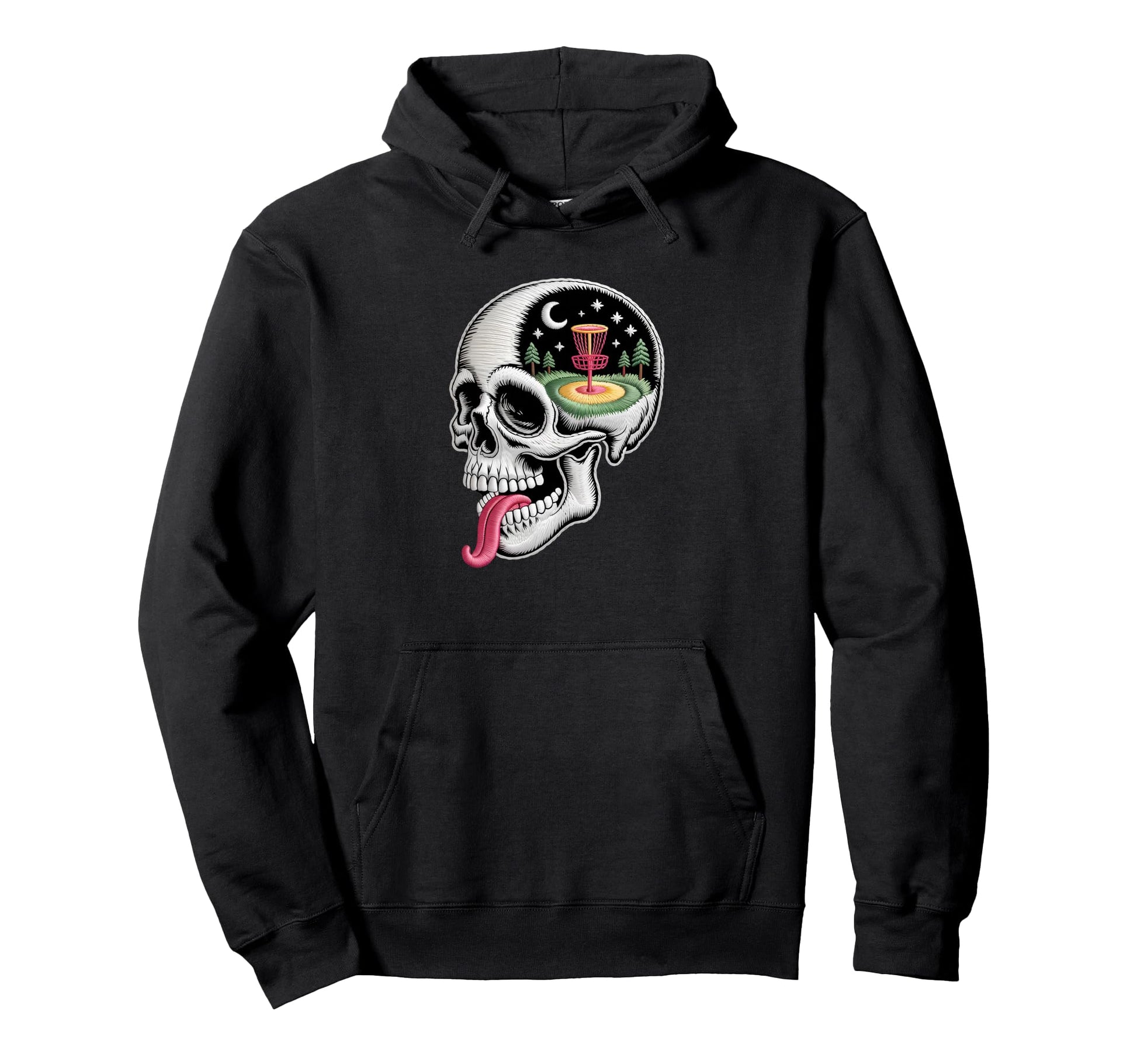 Funny Dreaming Skull Disc Golf Lover Dad Hoodie - Graphic Print Men Women - T-Shirt, Sweatshirt, Hoodie