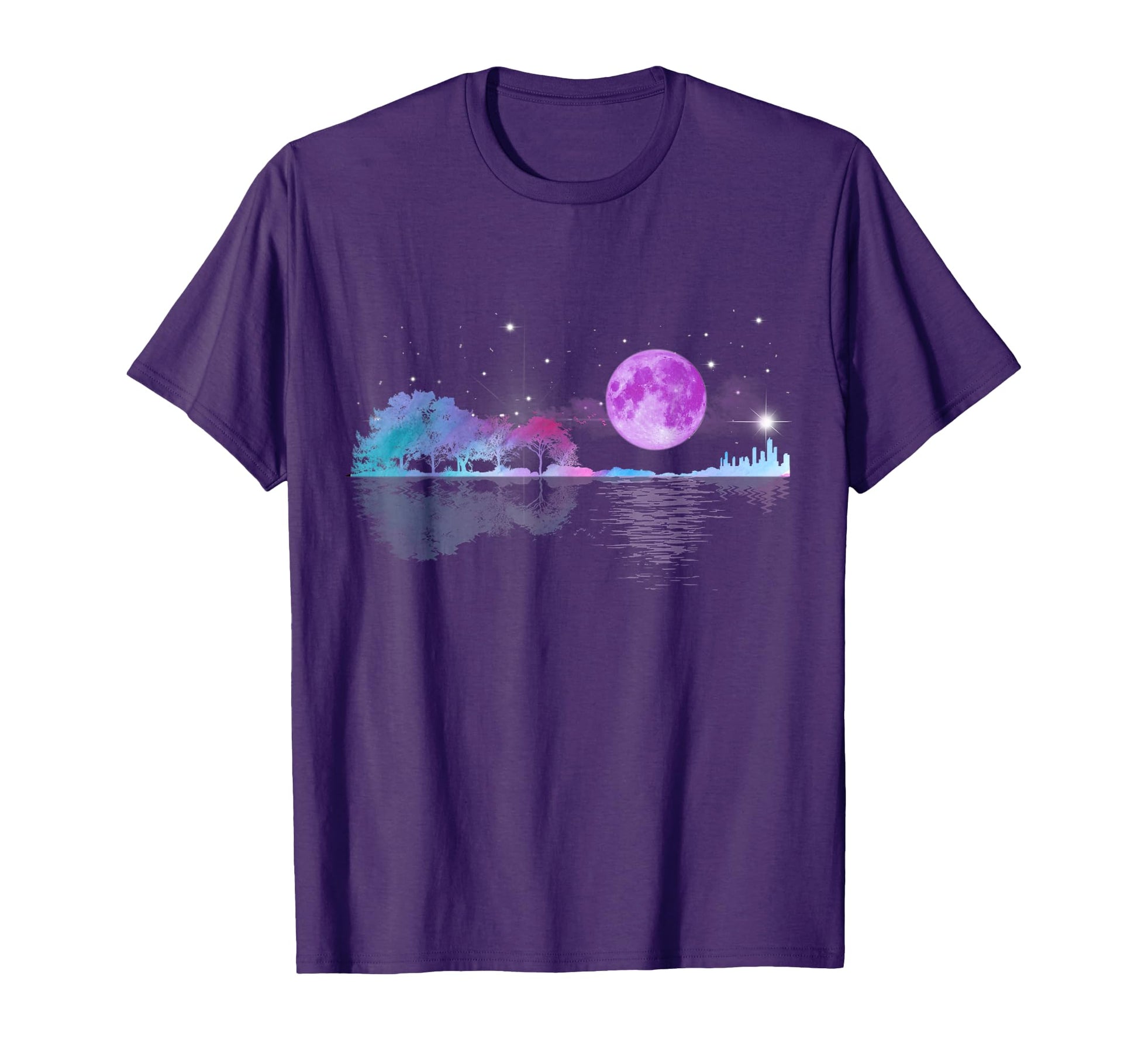 Acoustic Guitar Lake Shadow Nature T-Shirt - Casual Everyday Wear Unisex - T-Shirt, Sweatshirt, Hoodie