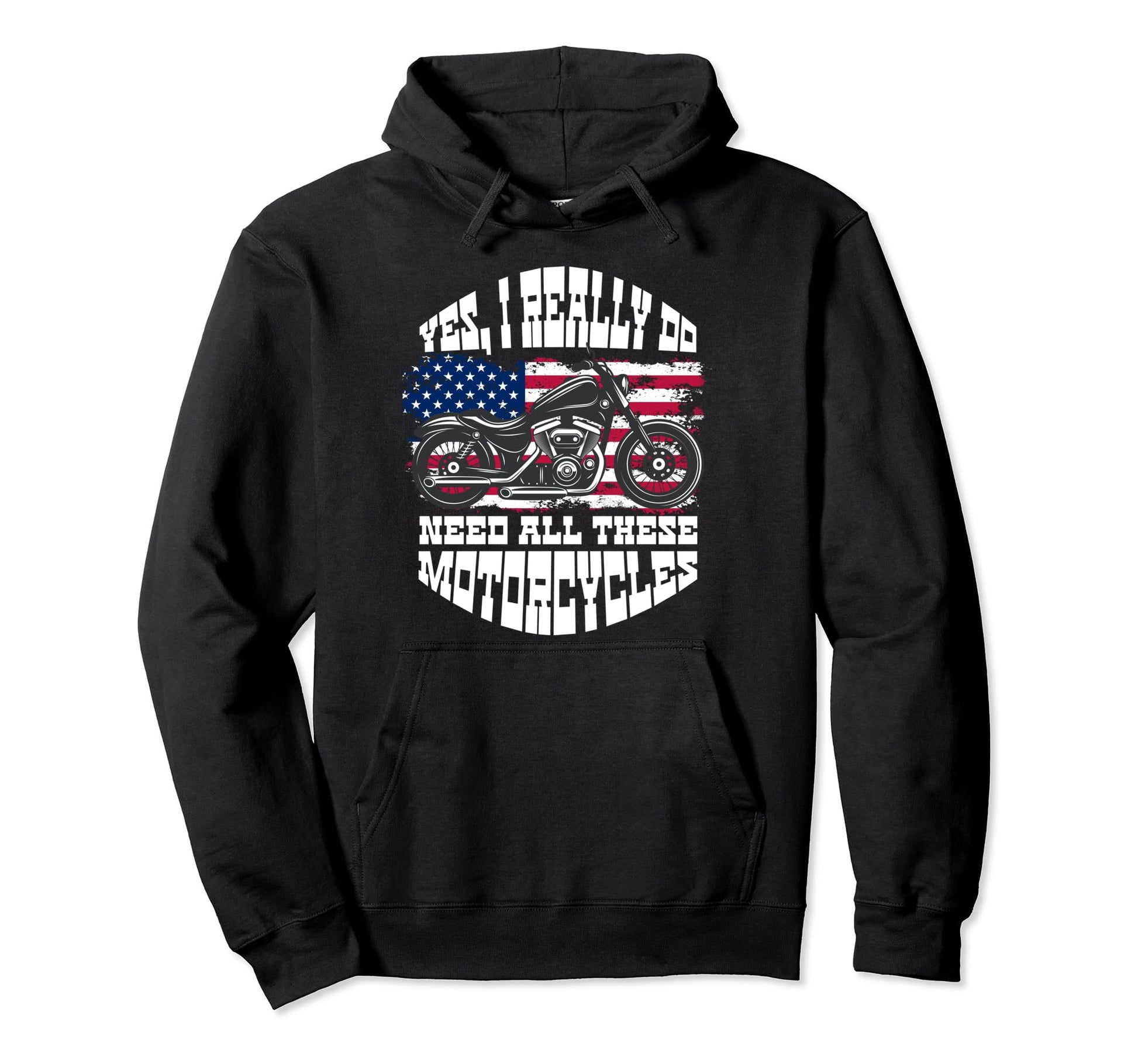 Us Flag Biker Dad Motorcycle Hoodie - Fun Novelty Design for Adults - T-Shirt, Sweatshirt, Hoodie