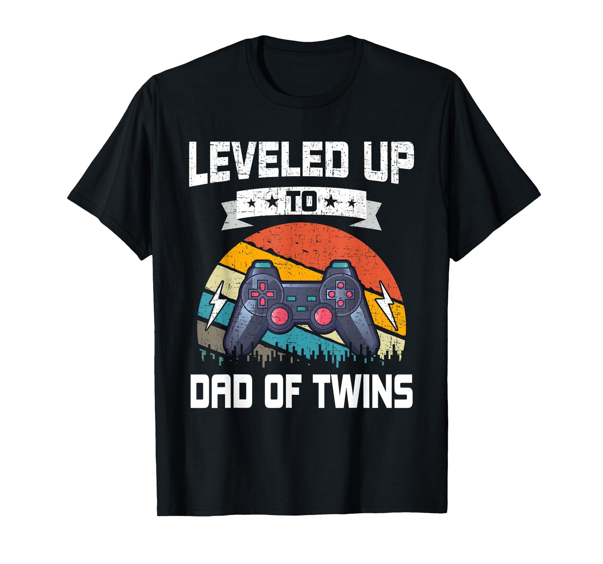 Leveled Up To Dad Twins Video Gamer T-Shirt - Novelty Apparel for Adults - T-Shirt, Sweatshirt, Hoodie