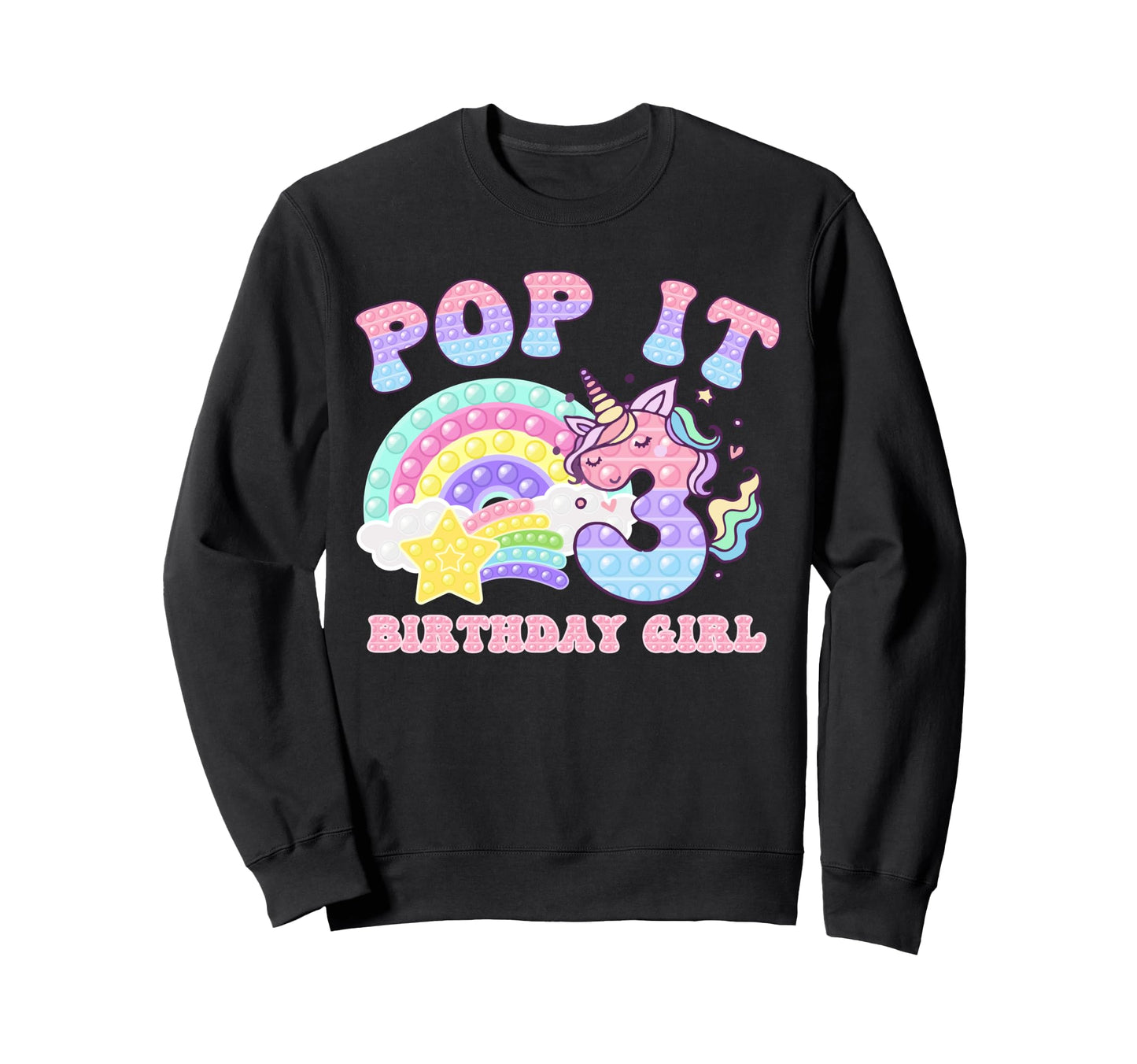 Lets Pop It Im Turning 3 Colorful Sweatshirt - Unique Graphic Men Women - T-Shirt, Sweatshirt, Hoodie