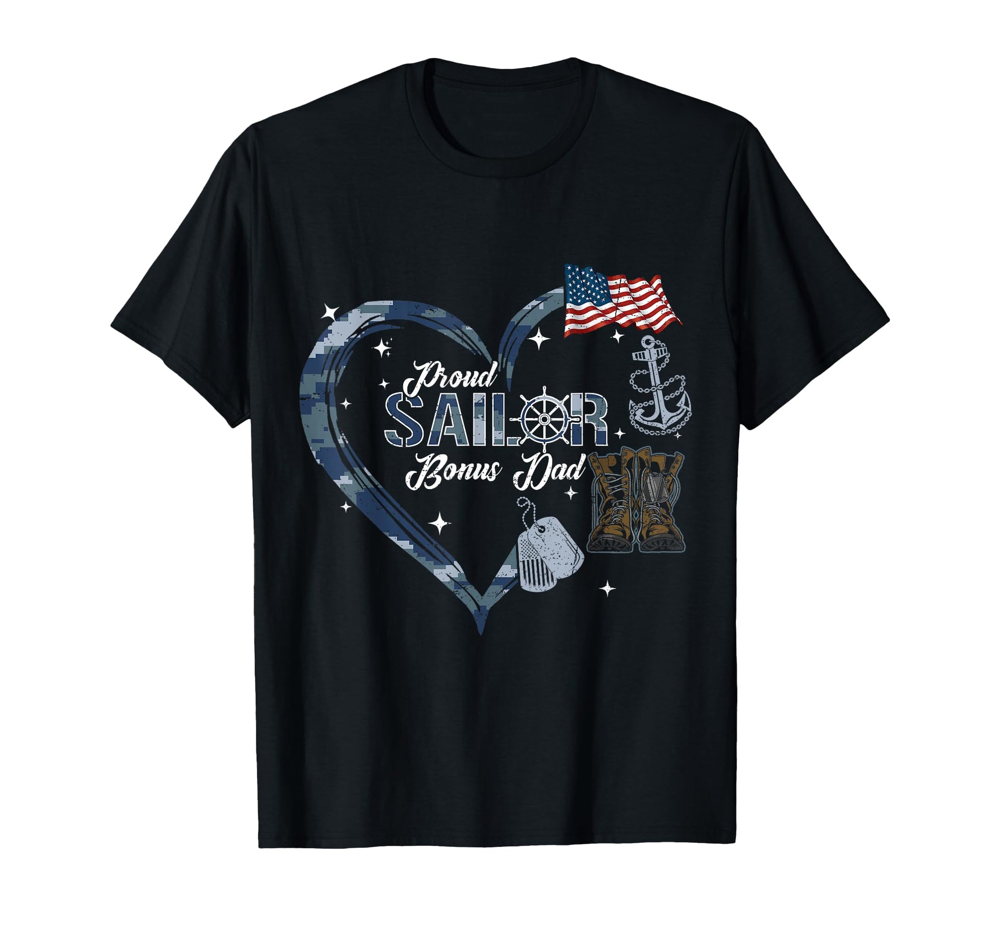 Proud Sailor Bonus Dad Anchor Heart T-Shirt - Aesthetic Graphic for Adults - T-Shirt, Sweatshirt, Hoodie