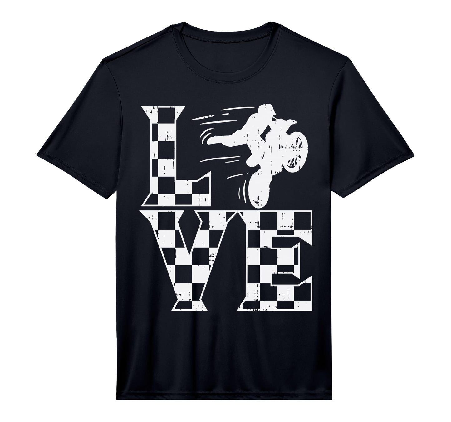 Love Dirt Bike Checkered Flag Motocross T-Shirt - Graphic Print for Adults - T-Shirt, Sweatshirt, Hoodie