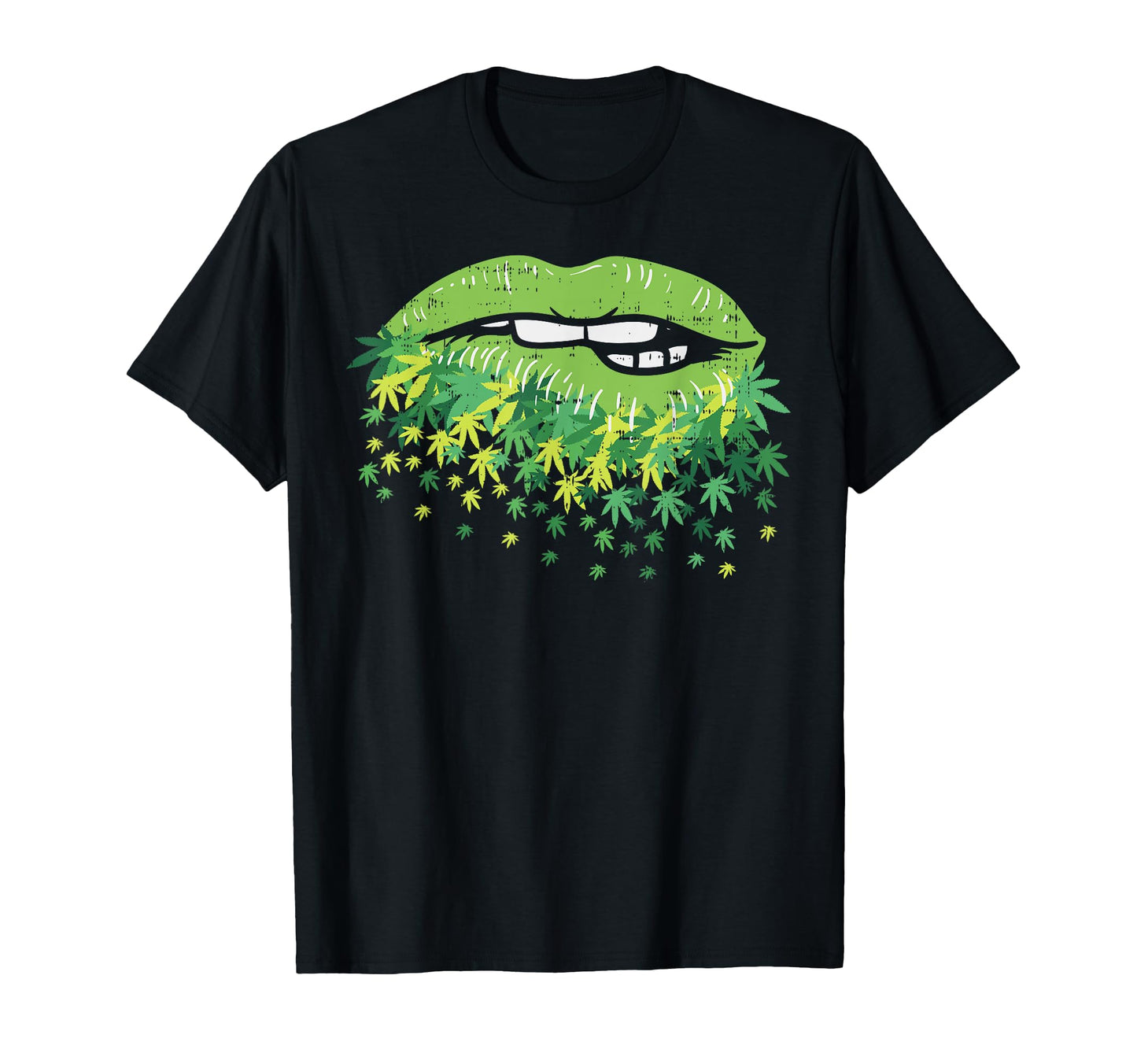 Weed Lips Cannabis Marijuana Leaf T-Shirt - Custom Art Print for Adults - T-Shirt, Sweatshirt, Hoodie