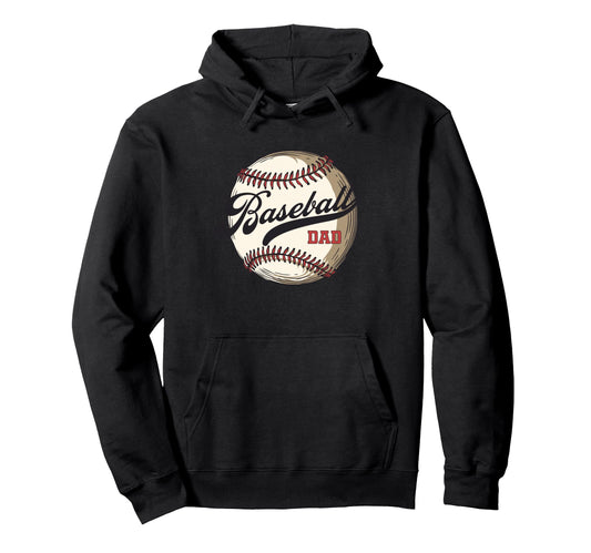 Baseball Dad Player Happy Fathers Day Hoodie - Minimalist Print for Adults - T-Shirt, Sweatshirt, Hoodie
