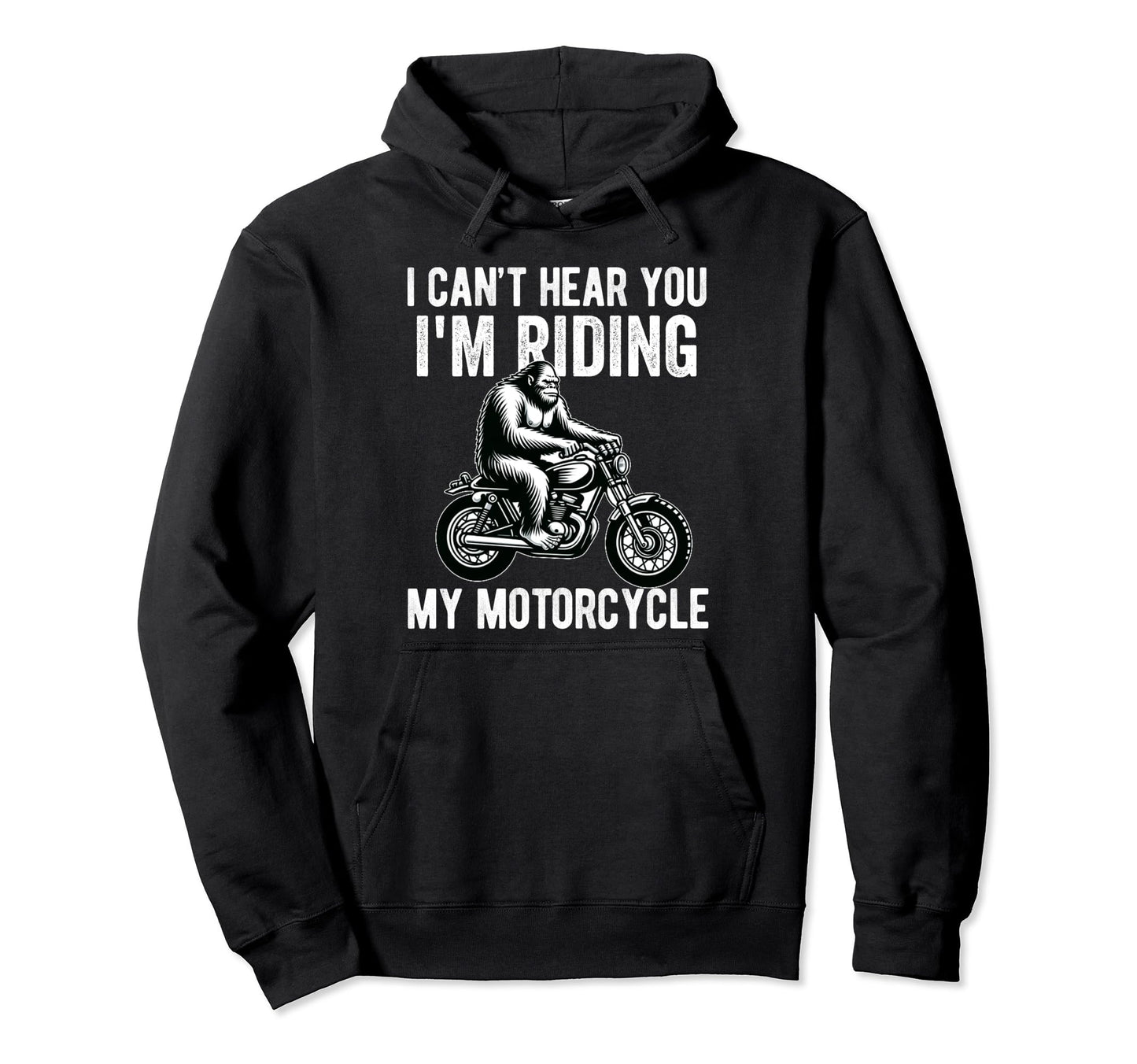 Bigfoot Motorcycle Sasquatch Dad Biker Hoodie - Minimalist Print Unisex - T-Shirt, Sweatshirt, Hoodie