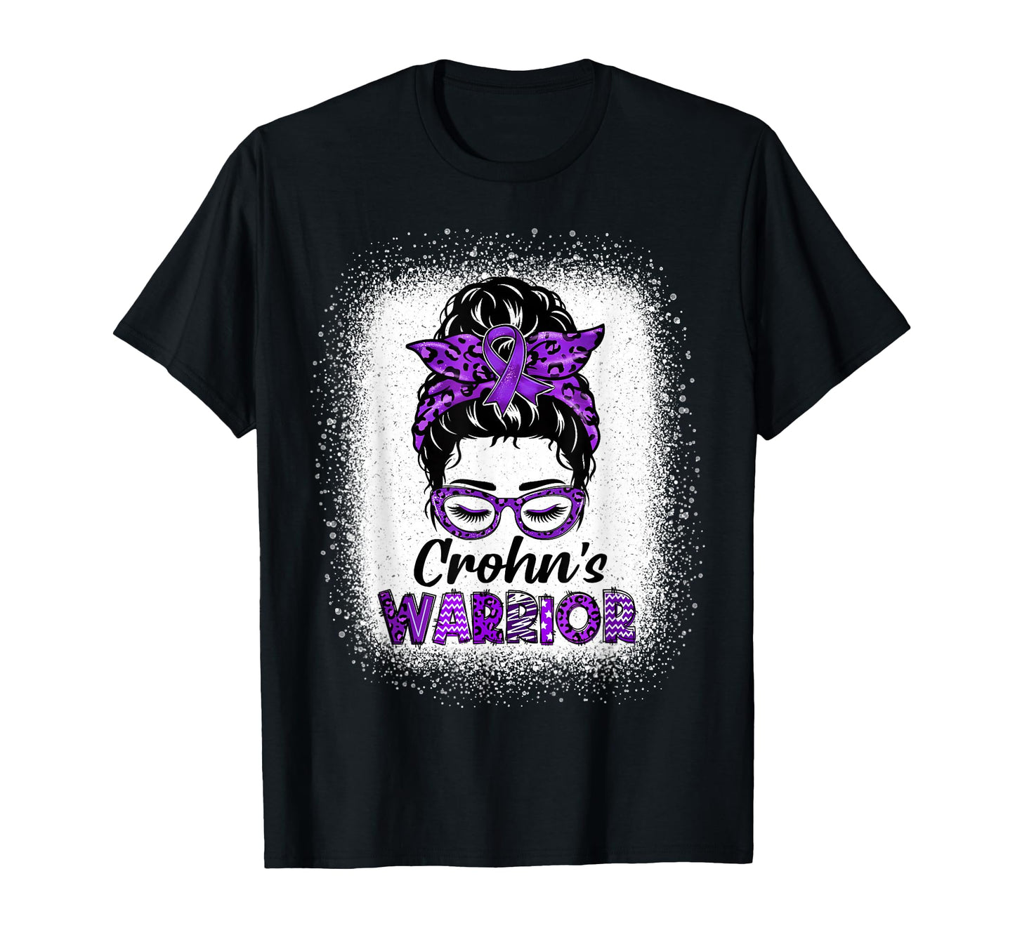 Crohns Disease Warrior Messy Bun T-Shirt - Custom Art Print for Adults - T-Shirt, Sweatshirt, Hoodie