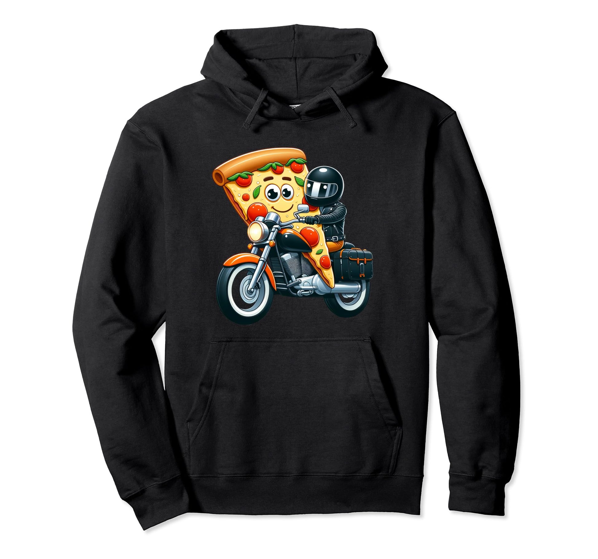 Pizza Biker Dad Motorcycle Enthusiast Hoodie - Casual Everyday Wear Unisex - T-Shirt, Sweatshirt, Hoodie