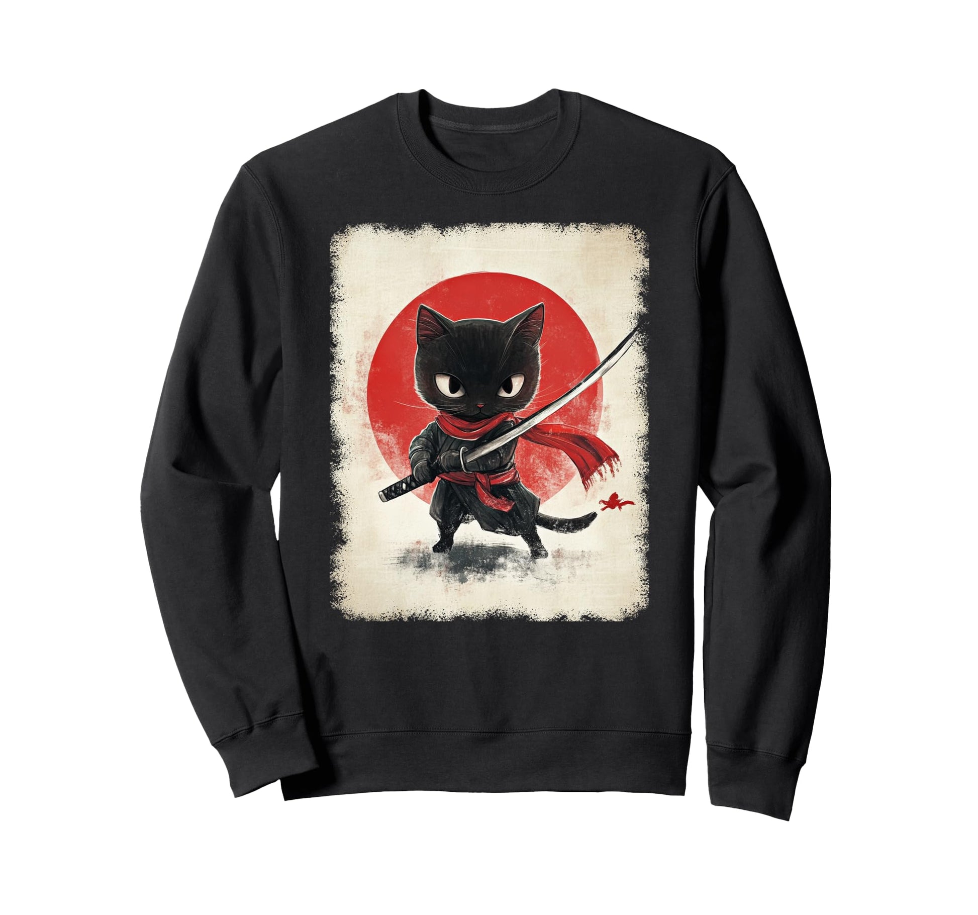 Japanese Samurai Kitten Kawaii Sweatshirt - Novelty Apparel Men Women - T-Shirt, Sweatshirt, Hoodie